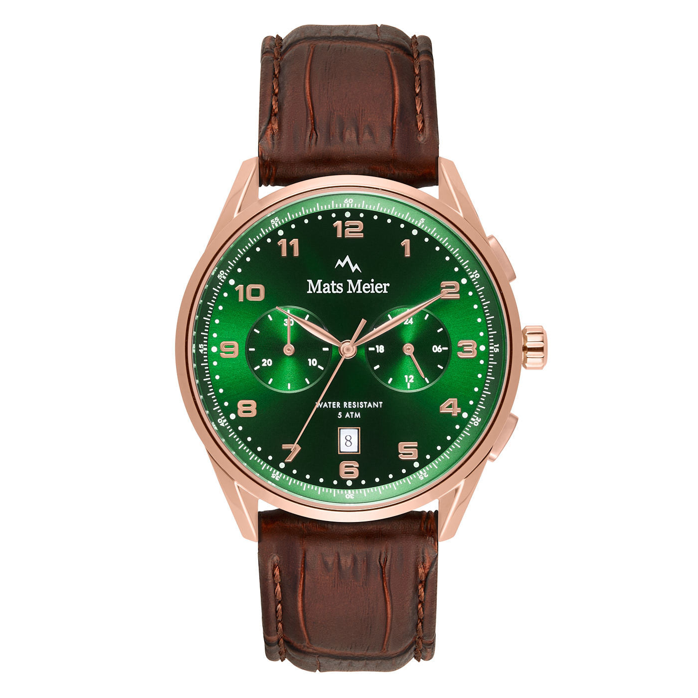 Mont Vélan chronograph mens watch green / rose gold colored / brown