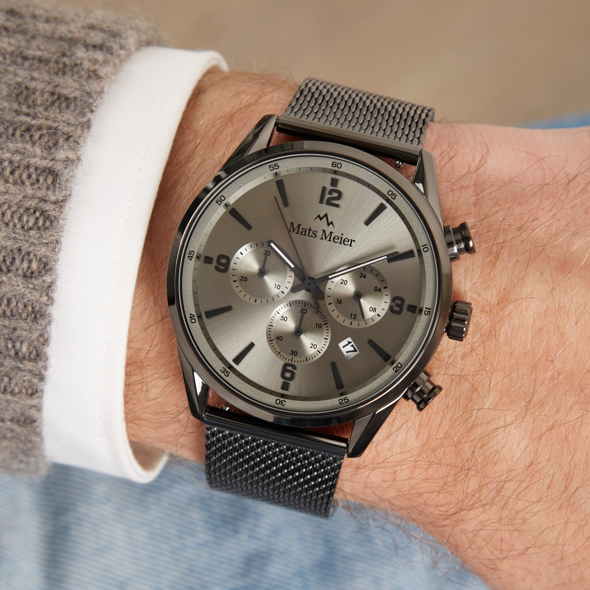 Grand Cornier chronograph men's watch gun metal colored