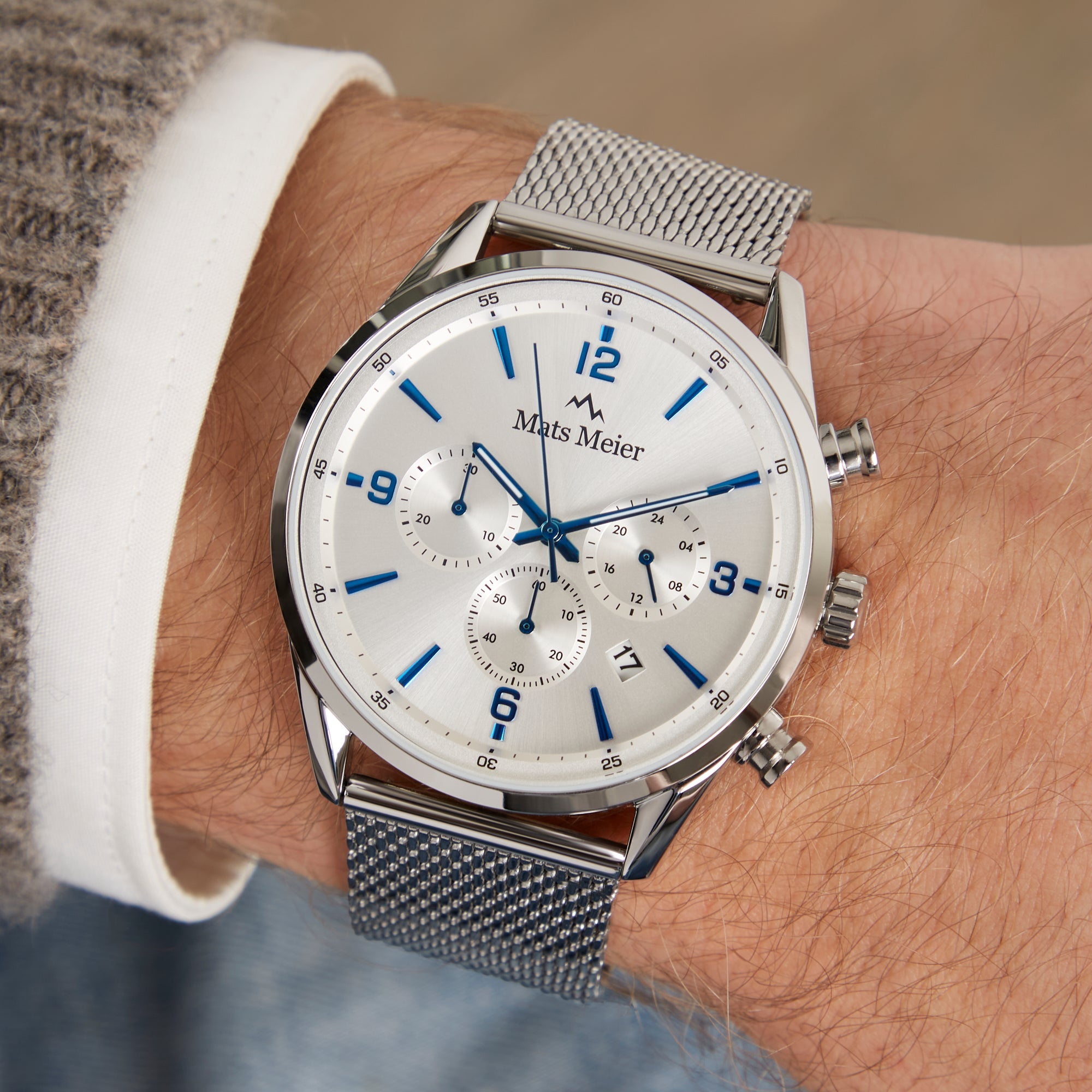 Grand Cornier chronograph men's watch silver colored
