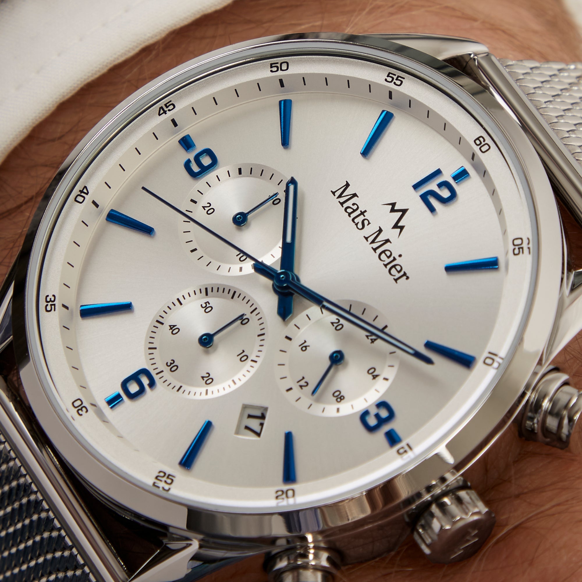 Grand Cornier chronograph men's watch silver colored