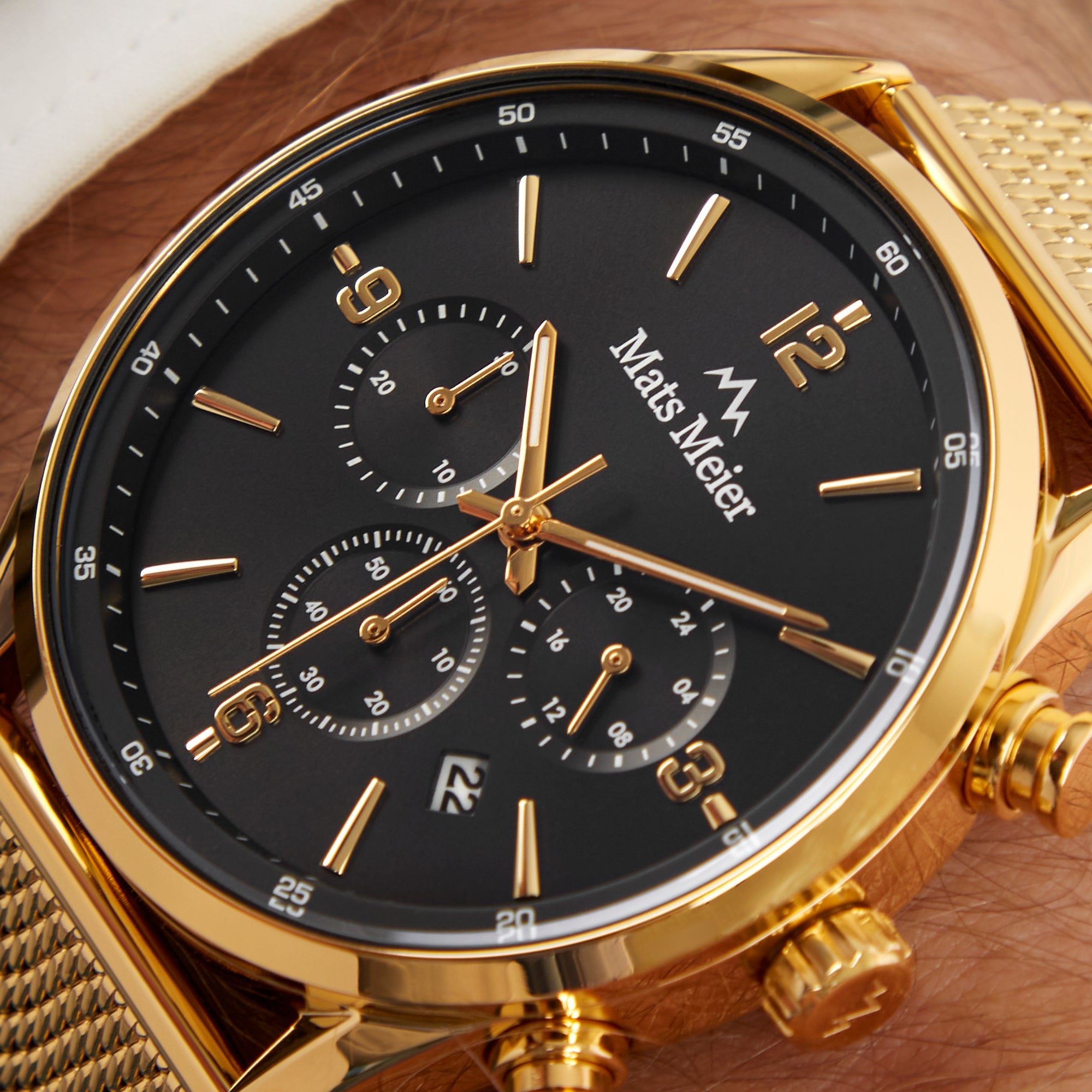 Grand Cornier chronograph men's watch gold colored with black