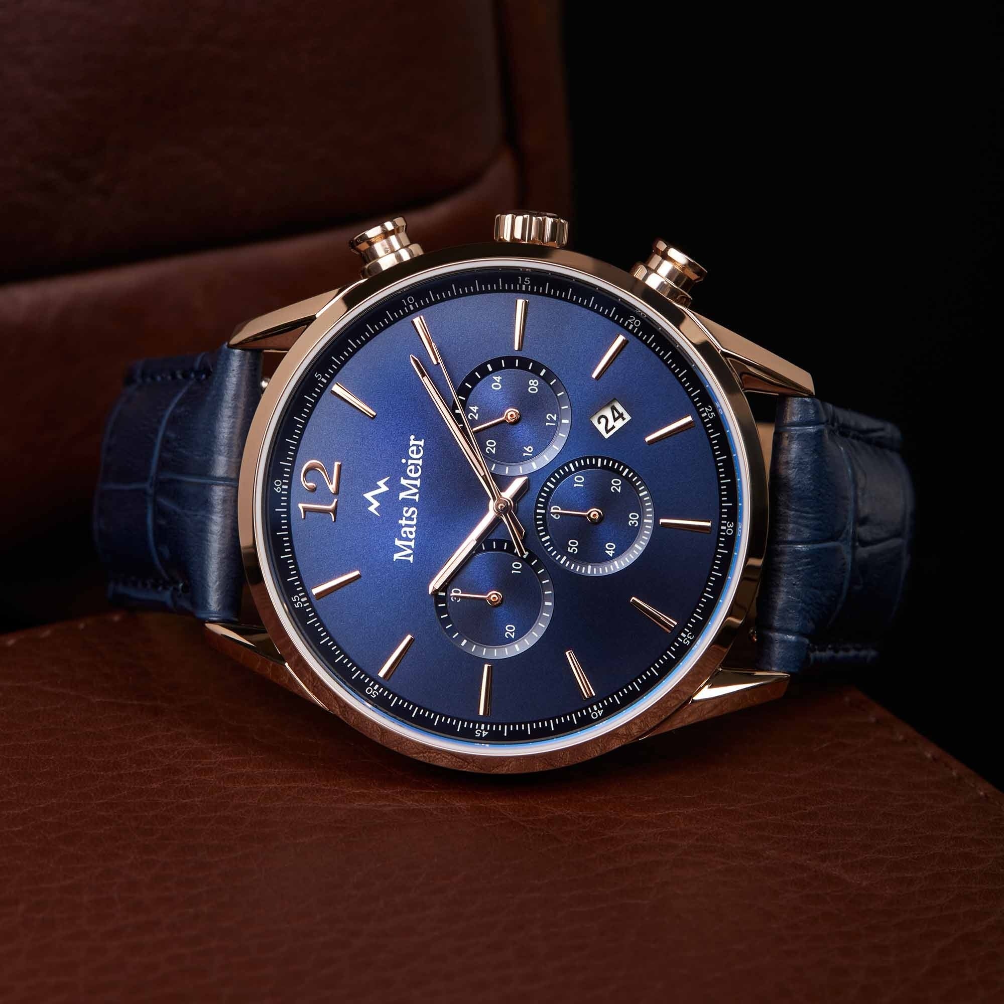 Grand Cornier chronograph blue / rose gold colored