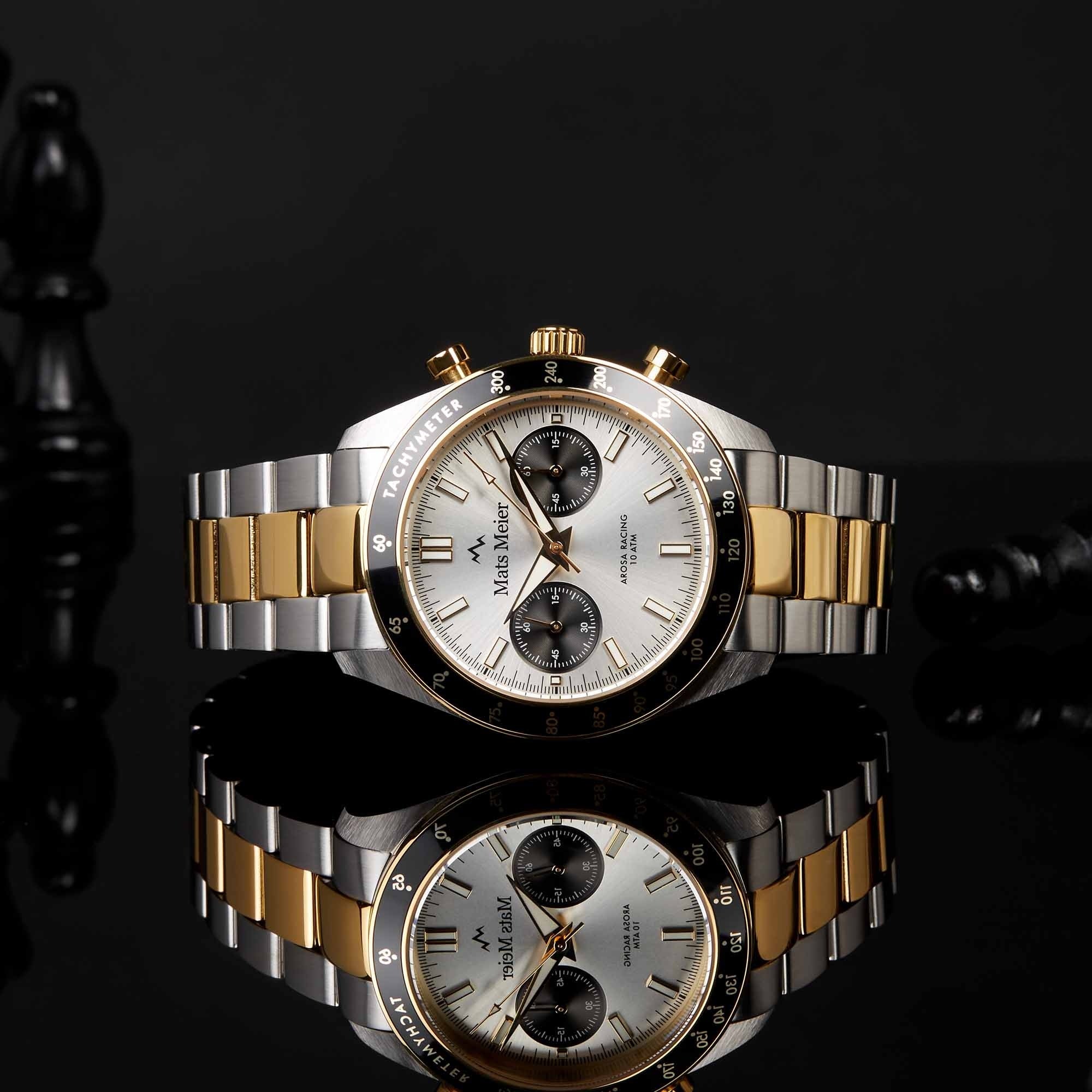 Arosa Racing chronograph mens watch gold coloured and silver coloured