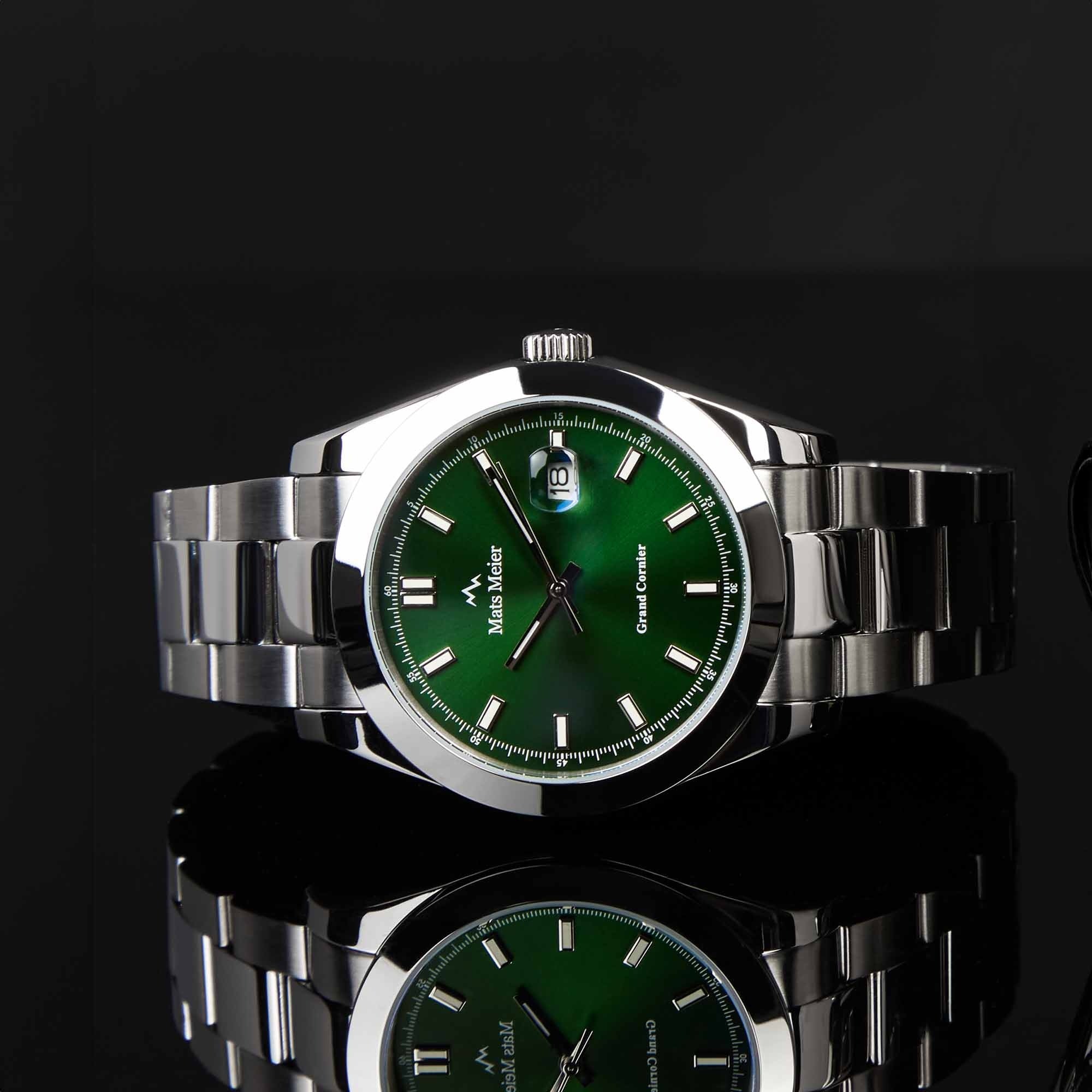 Grand Cornier mens watch silver coloured and green