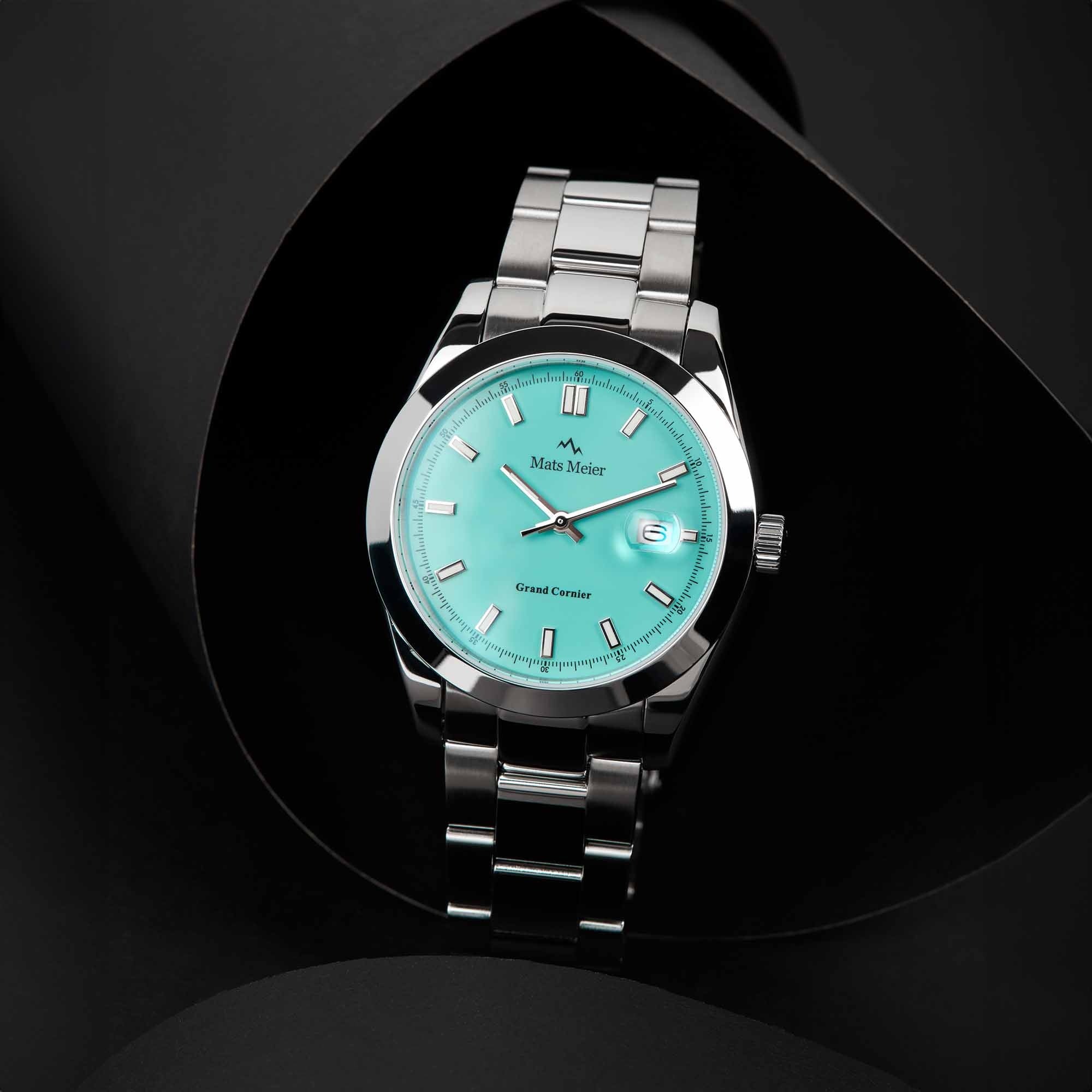 Grand Cornier mens watch silver coloured and blue
