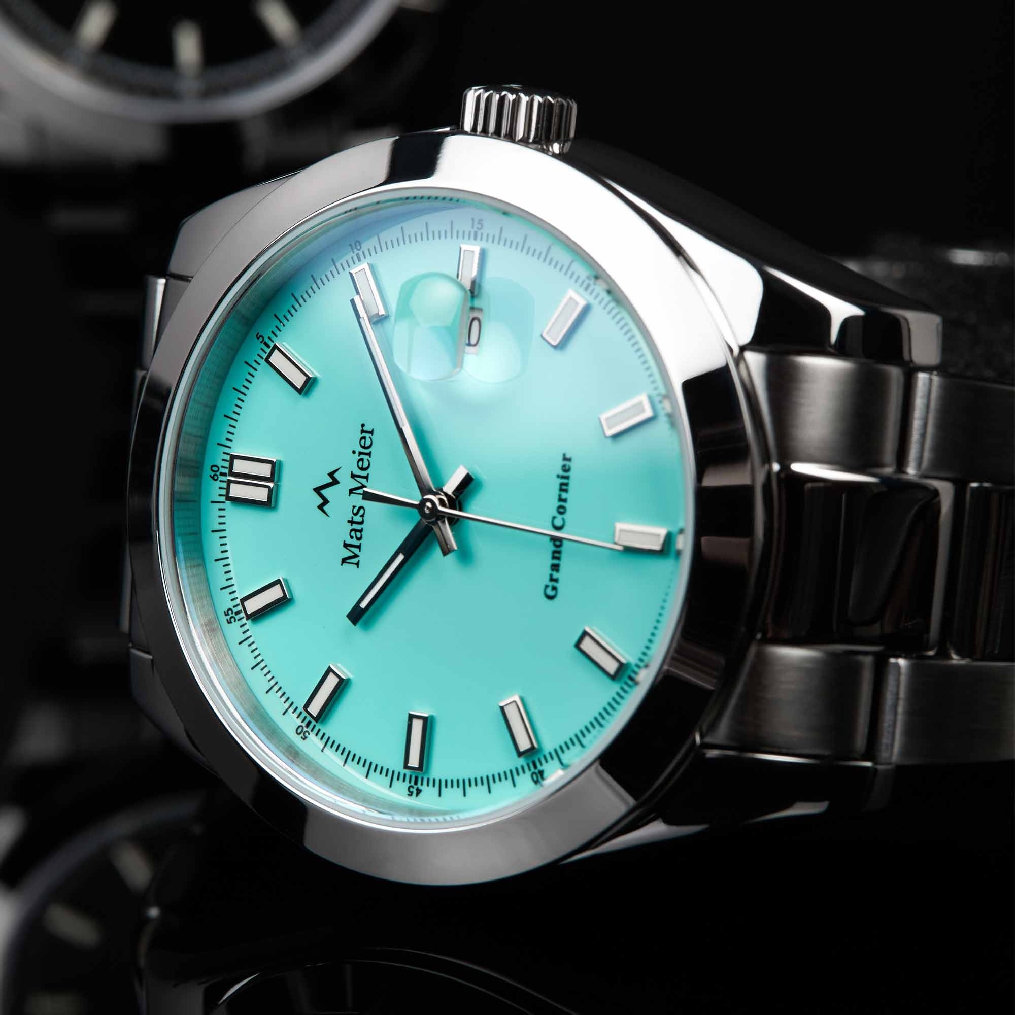 Grand Cornier mens watch silver coloured and blue