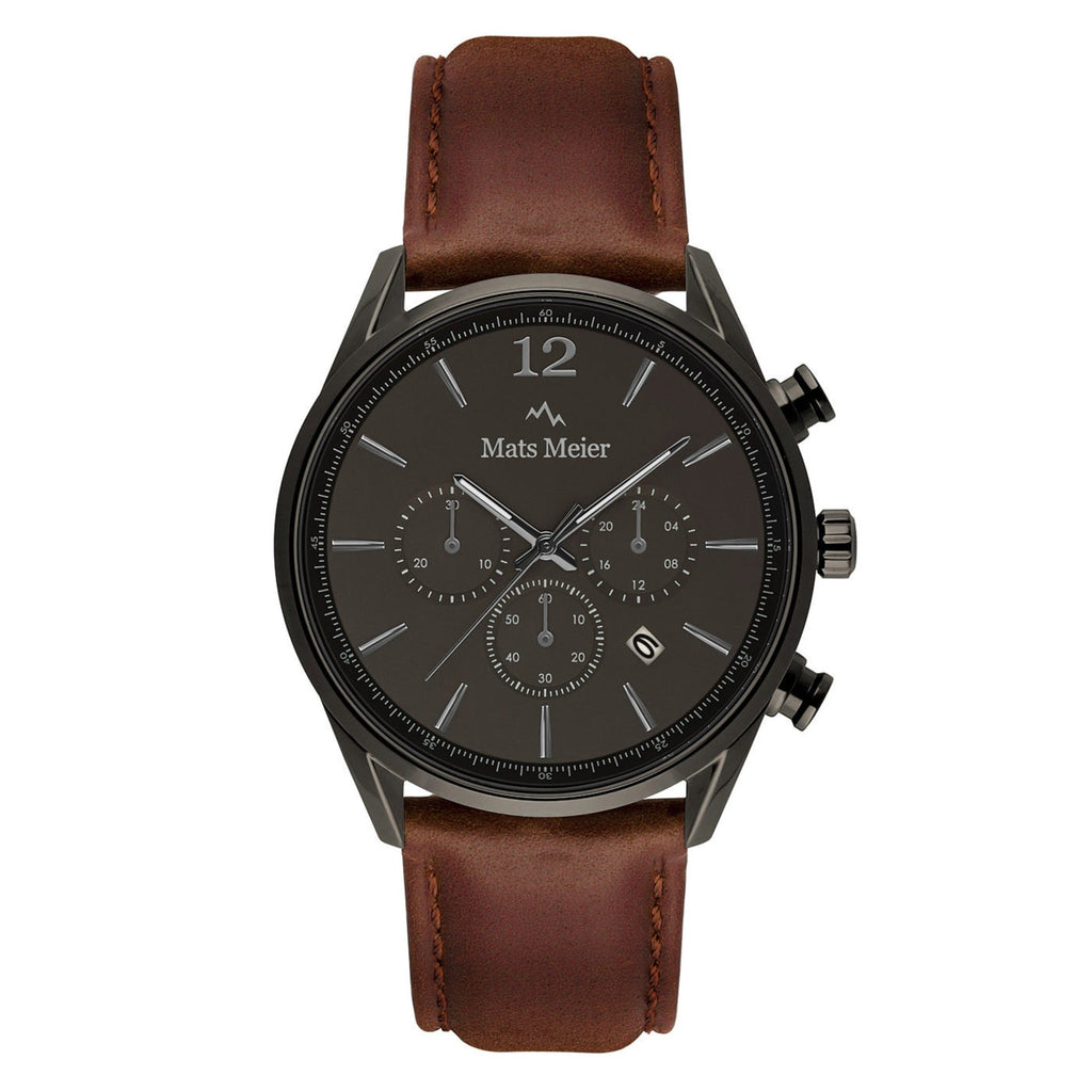 Grand Cornier chronograph mens watch gunmetal / dark brown