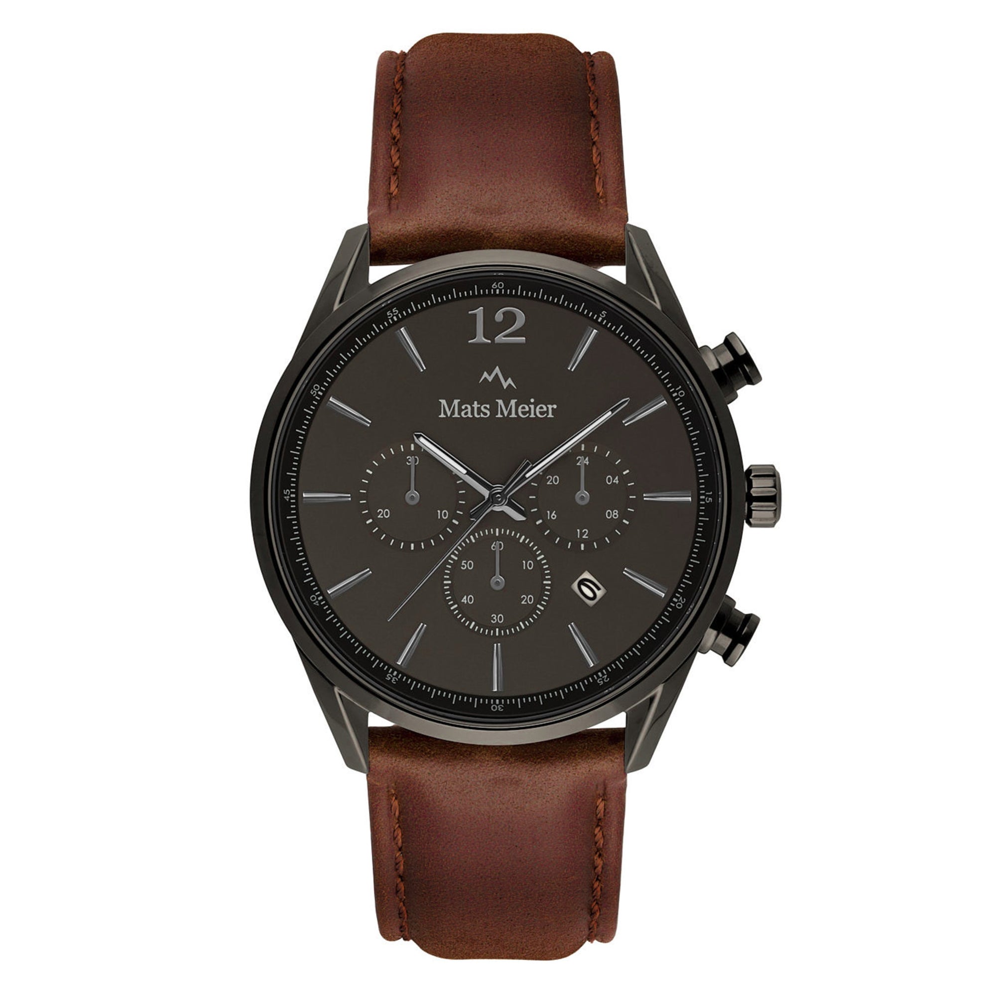 Grand Cornier chronograph mens watch gunmetal / dark brown