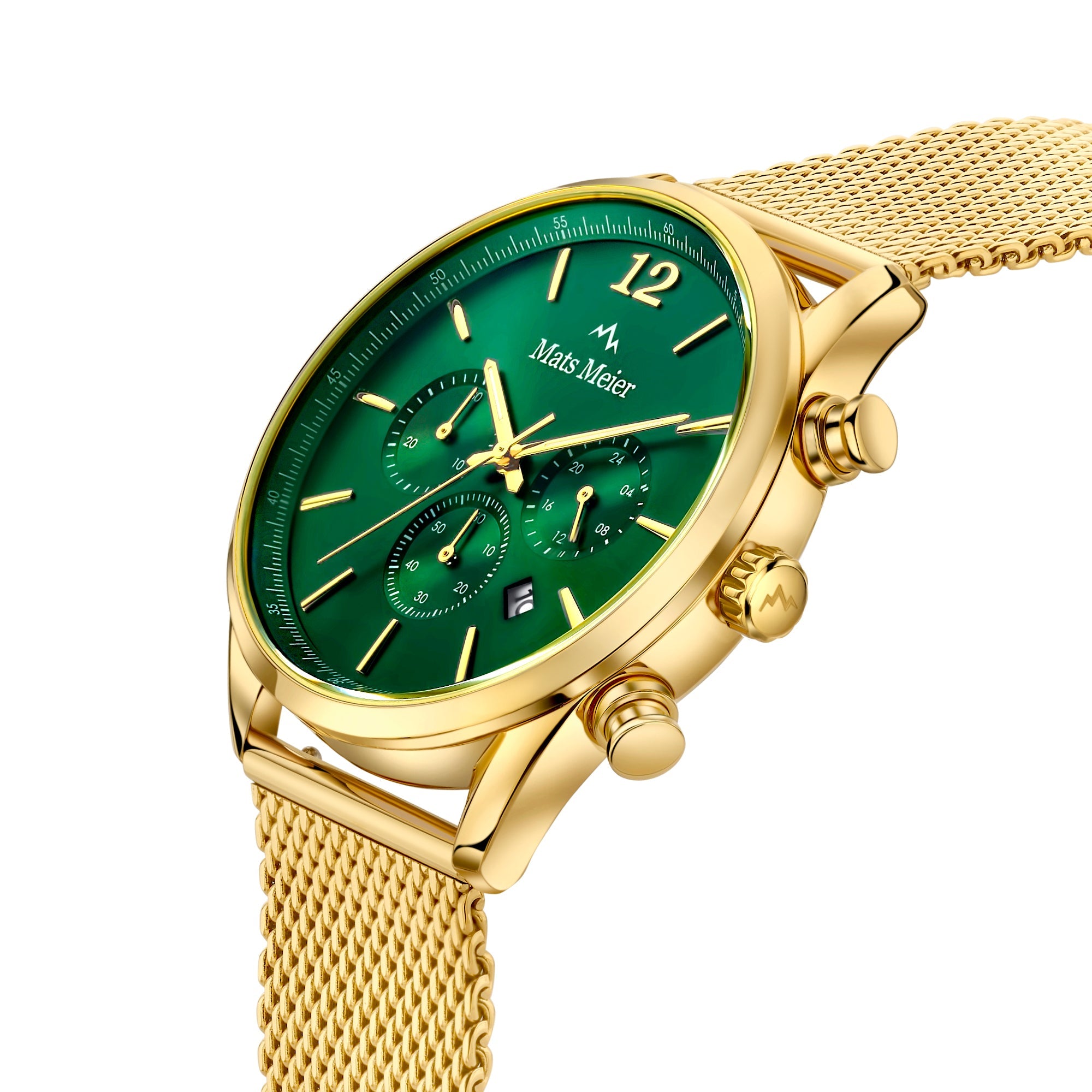 Grand Cornier chronograph mens watch green / gold colored mesh