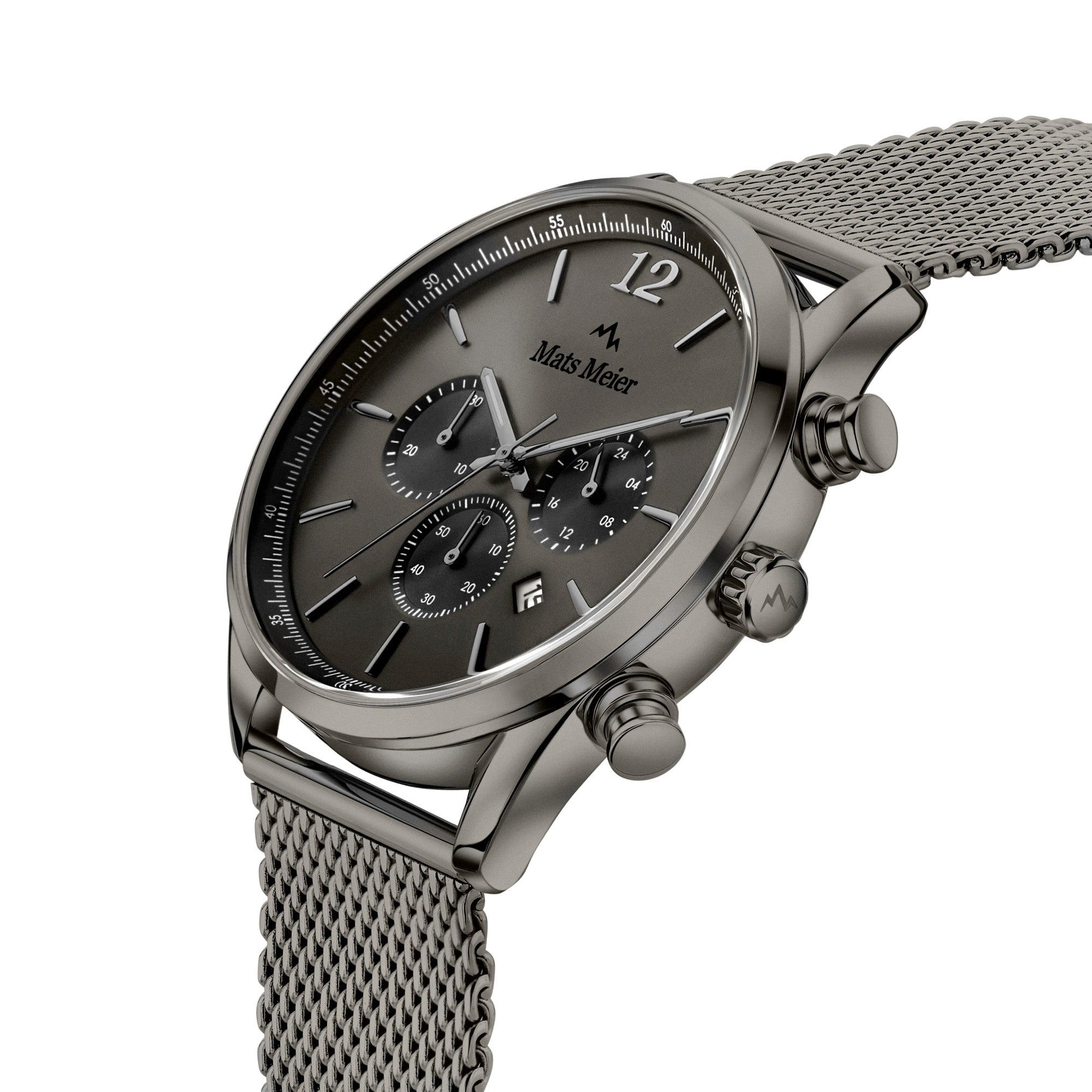 Grand Cornier chronograph mens watch matte gunmetal mesh