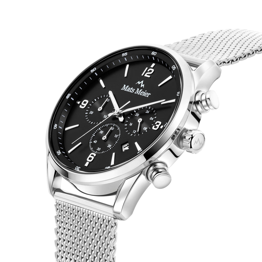 Grand Cornier chronograph men's watch silver colored with black