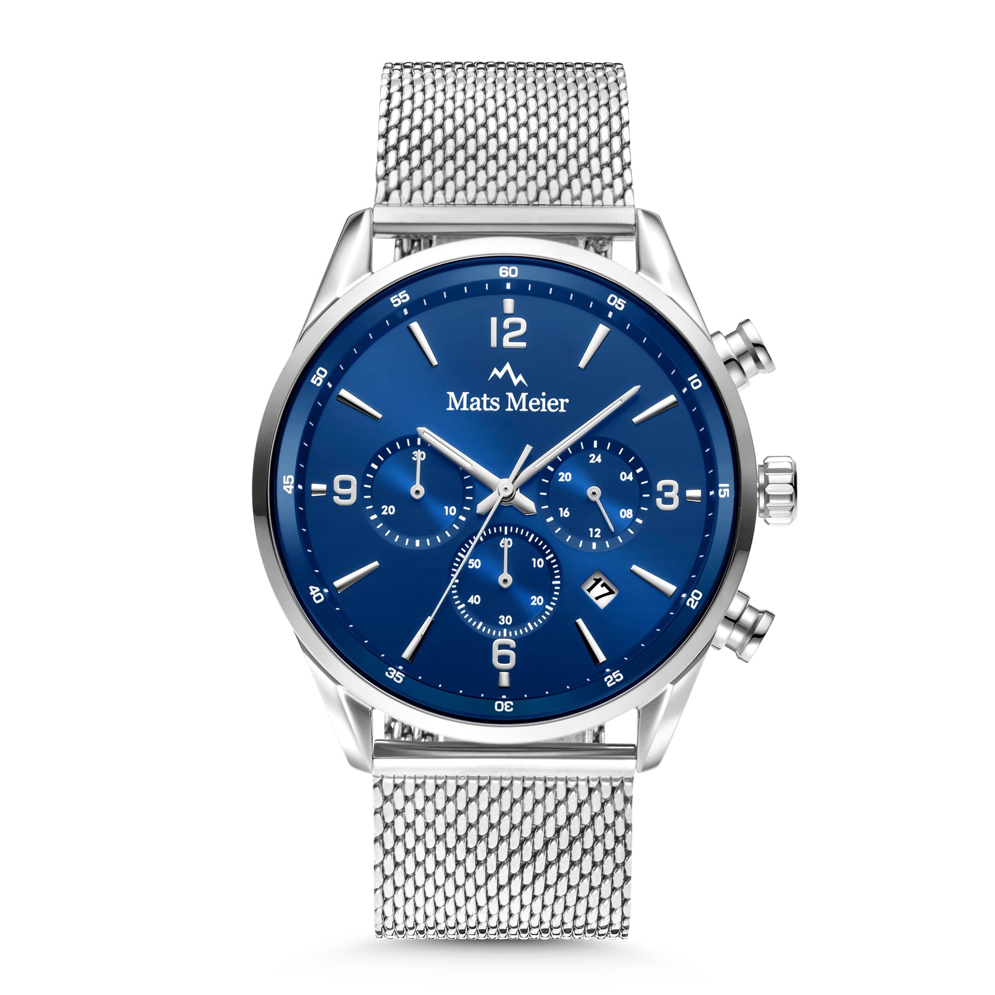 Grand Cornier chronograph men's watch silver colored with blue