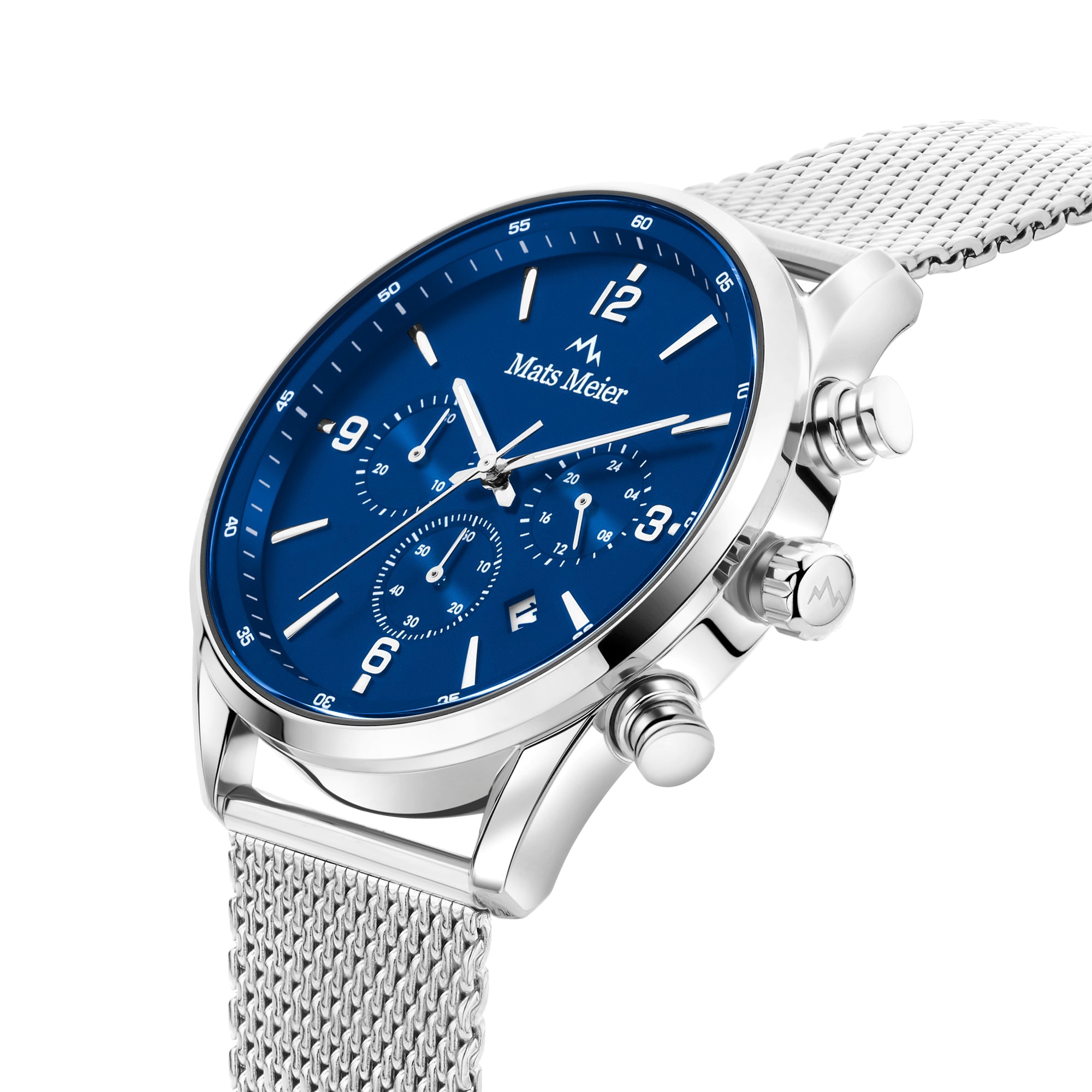 Grand Cornier chronograph men's watch silver colored with blue