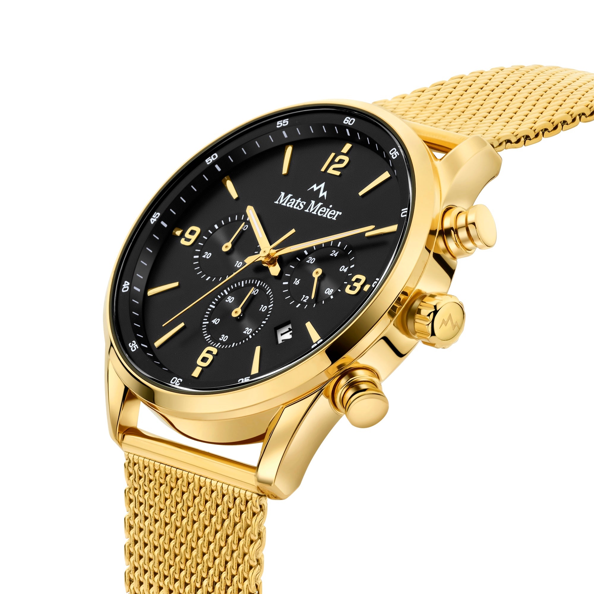 Grand Cornier chronograph men's watch gold colored with black