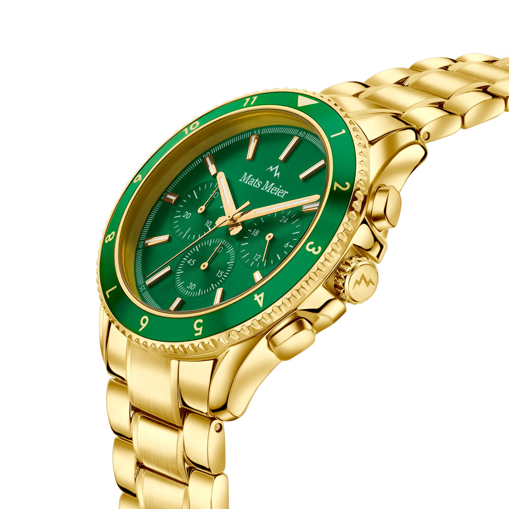 Ponte dei Salti chronograph mens watch gold coloured and green