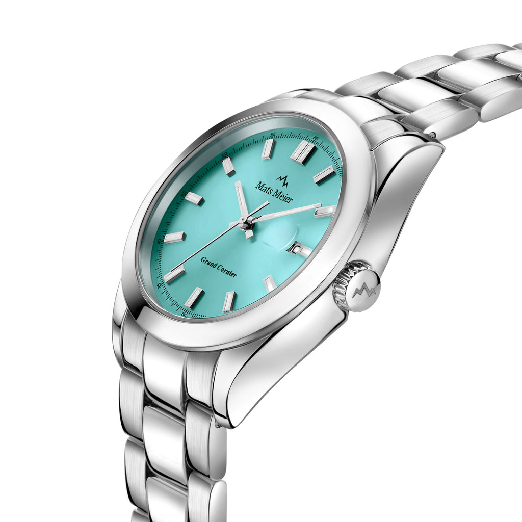Grand Cornier mens watch silver coloured and blue