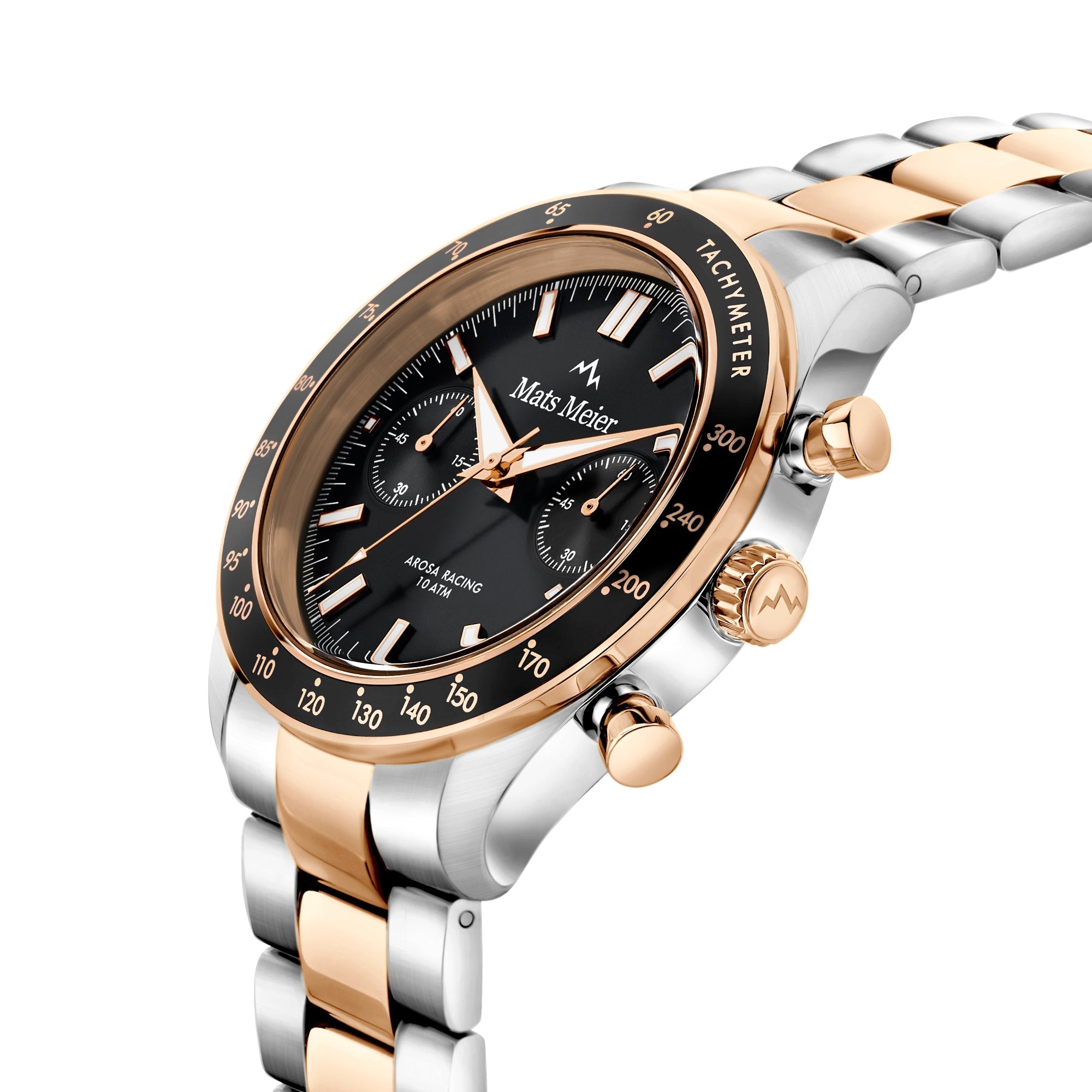 Arosa Racing chronograph mens watch rose gold coloured and black