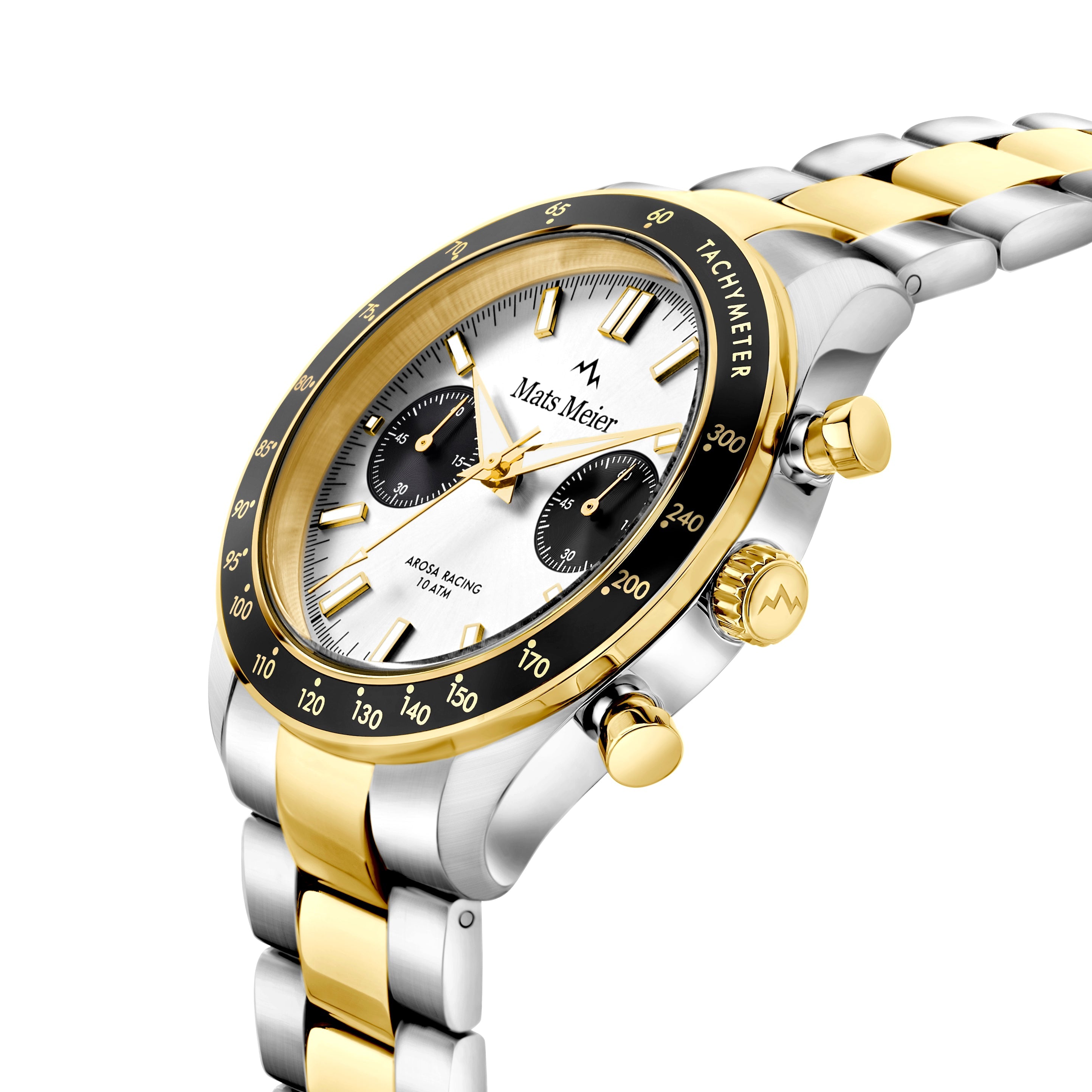 Arosa Racing chronograph mens watch gold coloured and silver coloured