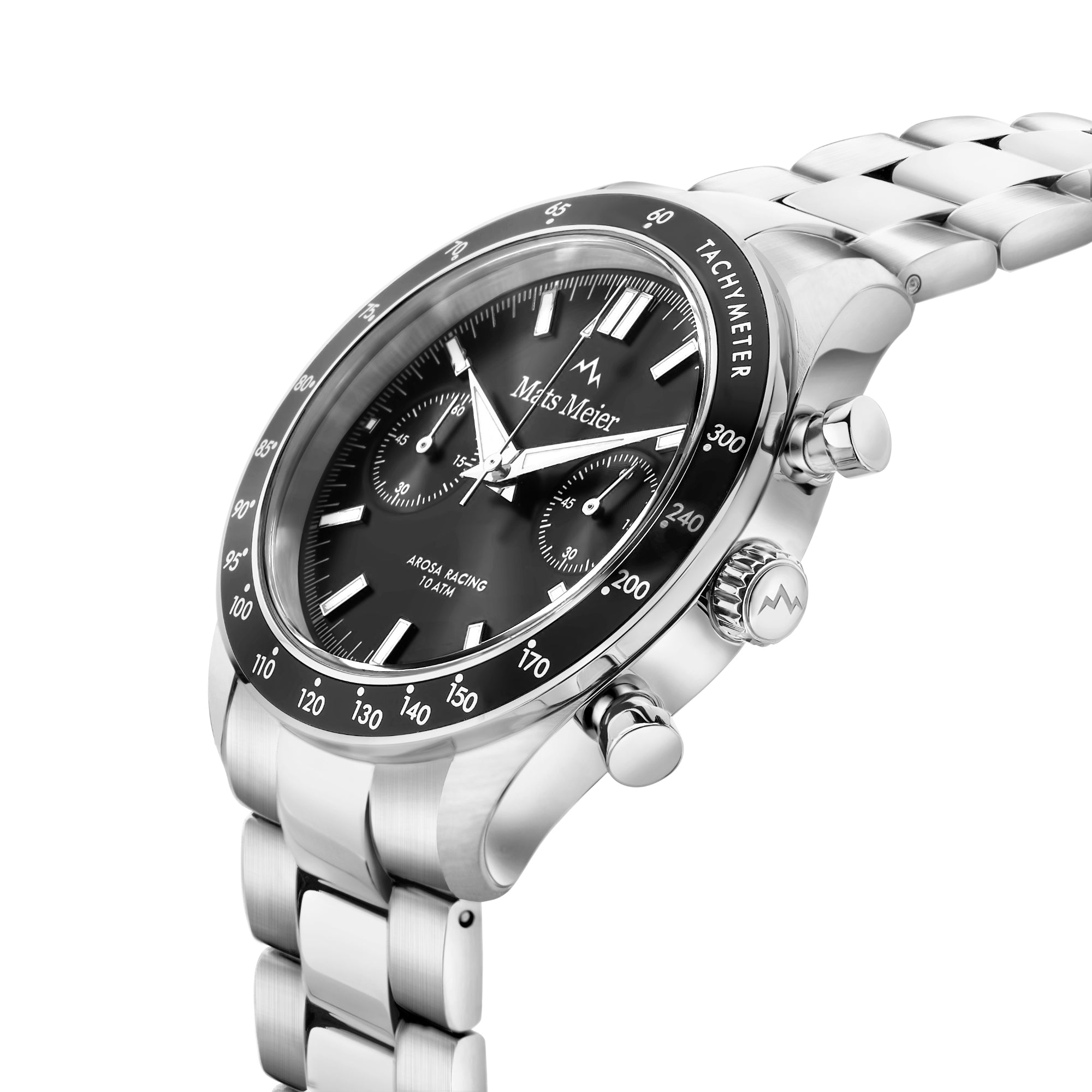 Arosa Racing chronograph mens watch silver coloured and black
