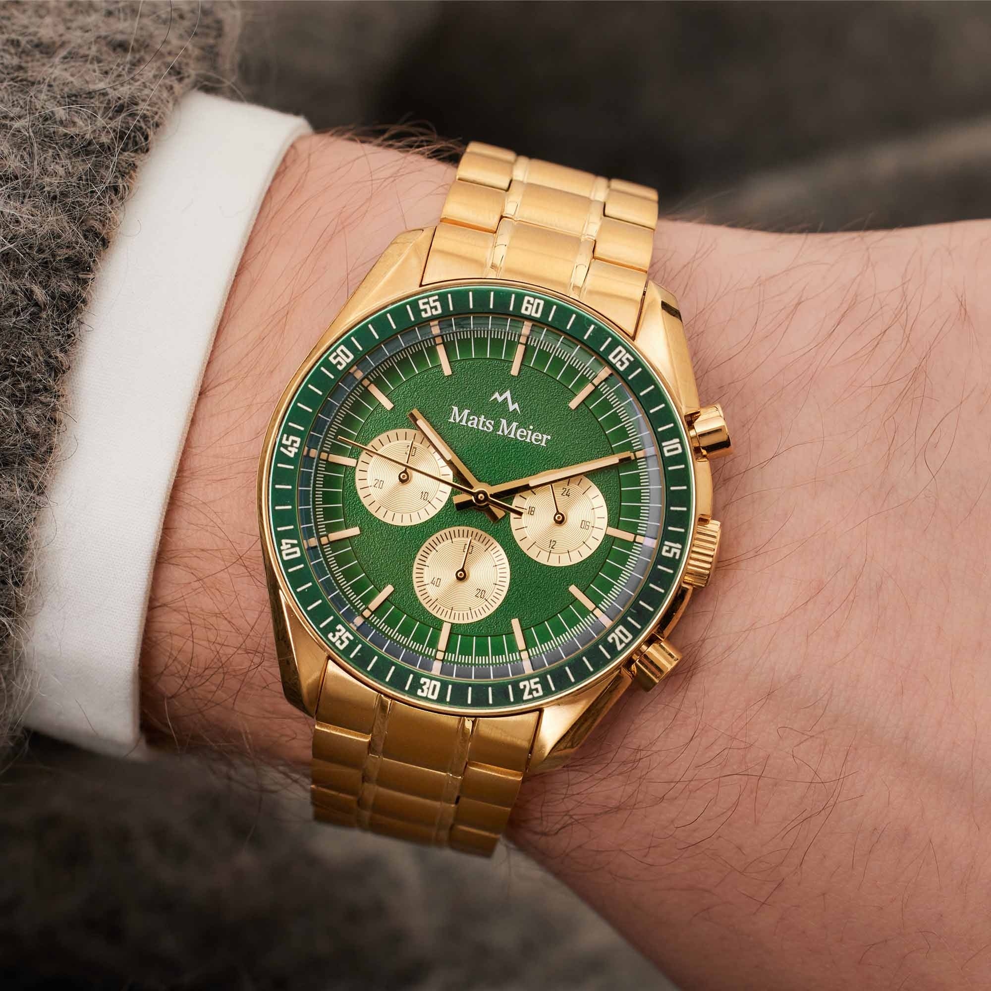 Arosa Racing chronograph mens watch gold coloured and green