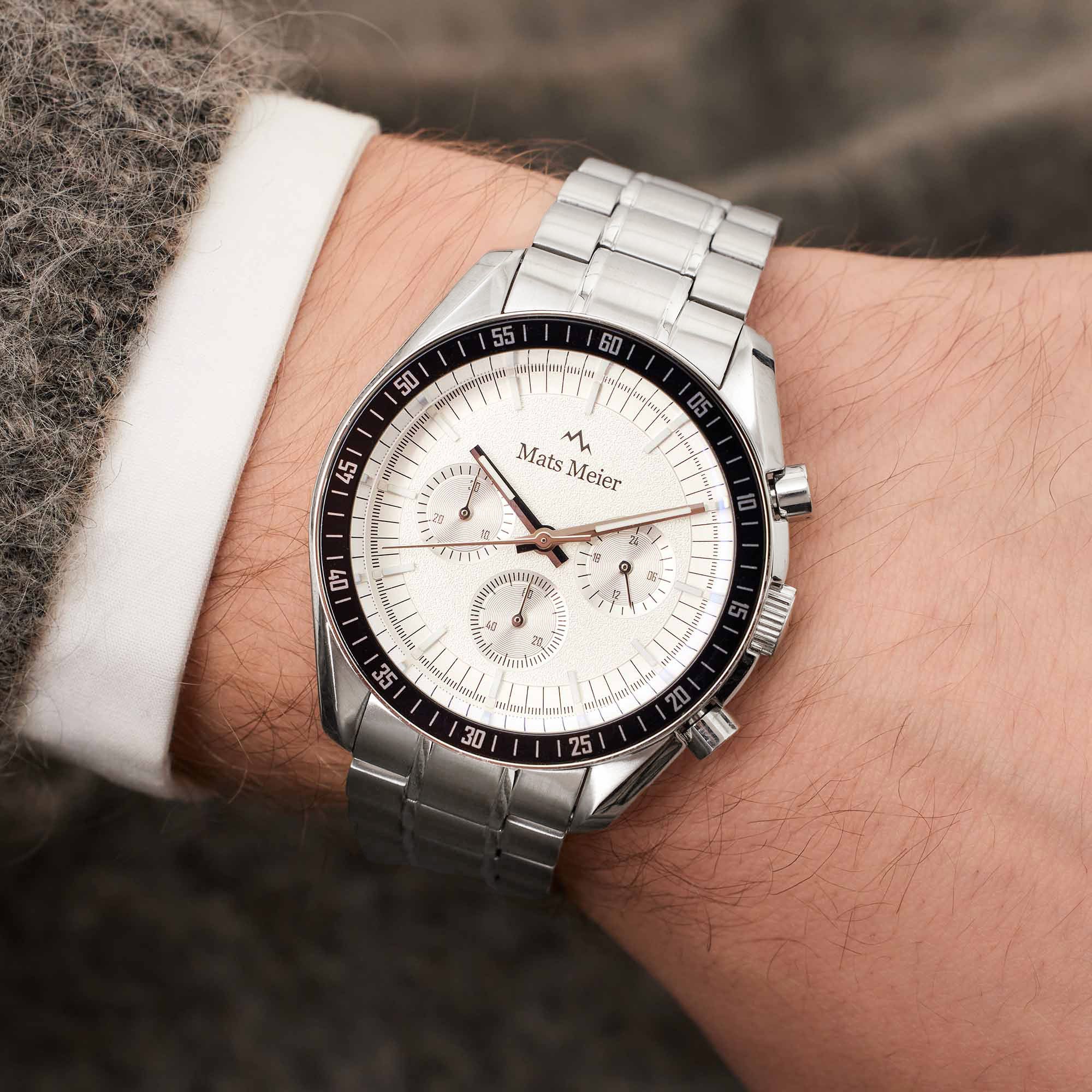 Arosa Racing chronograph mens watch silver coloured