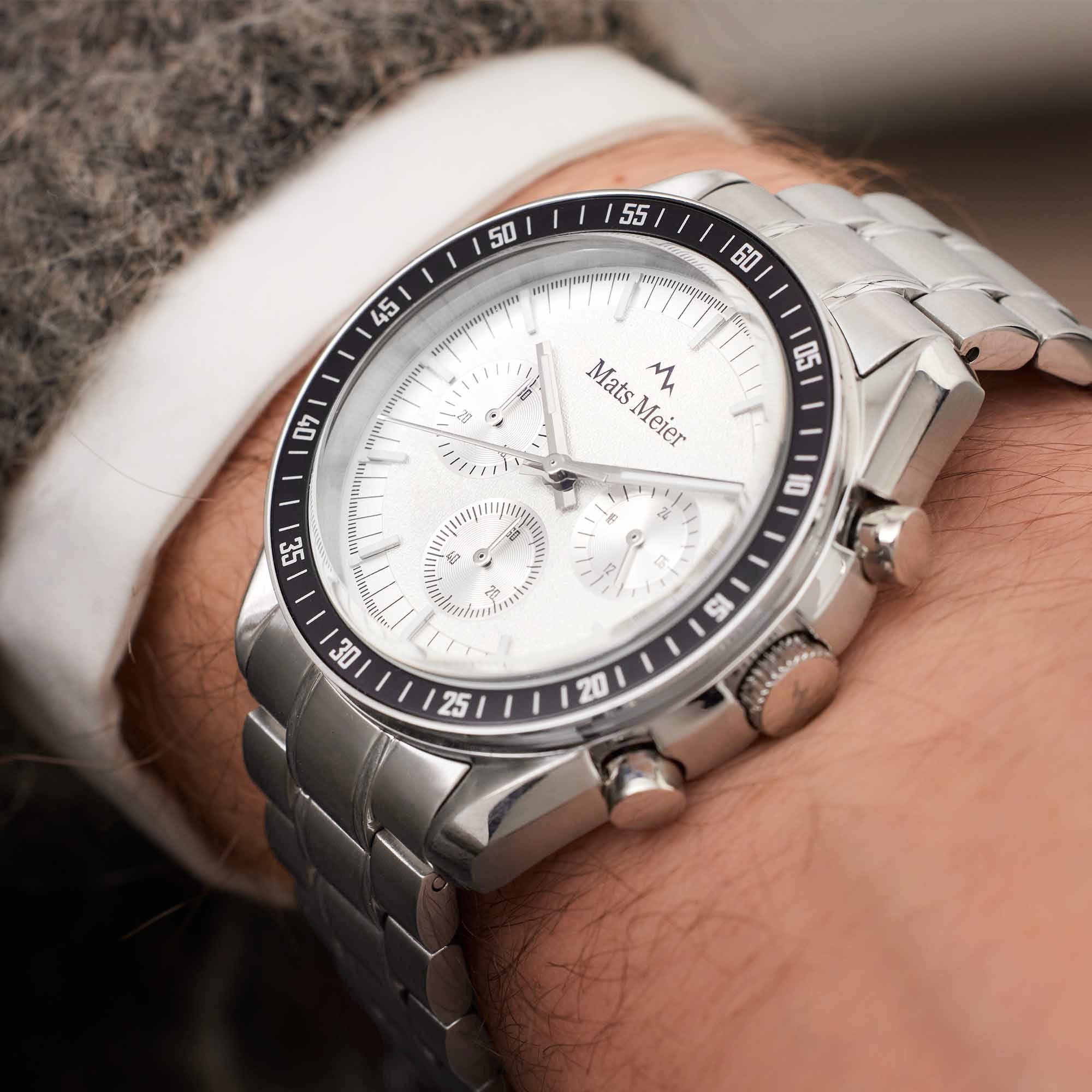 Arosa Racing chronograph mens watch silver coloured