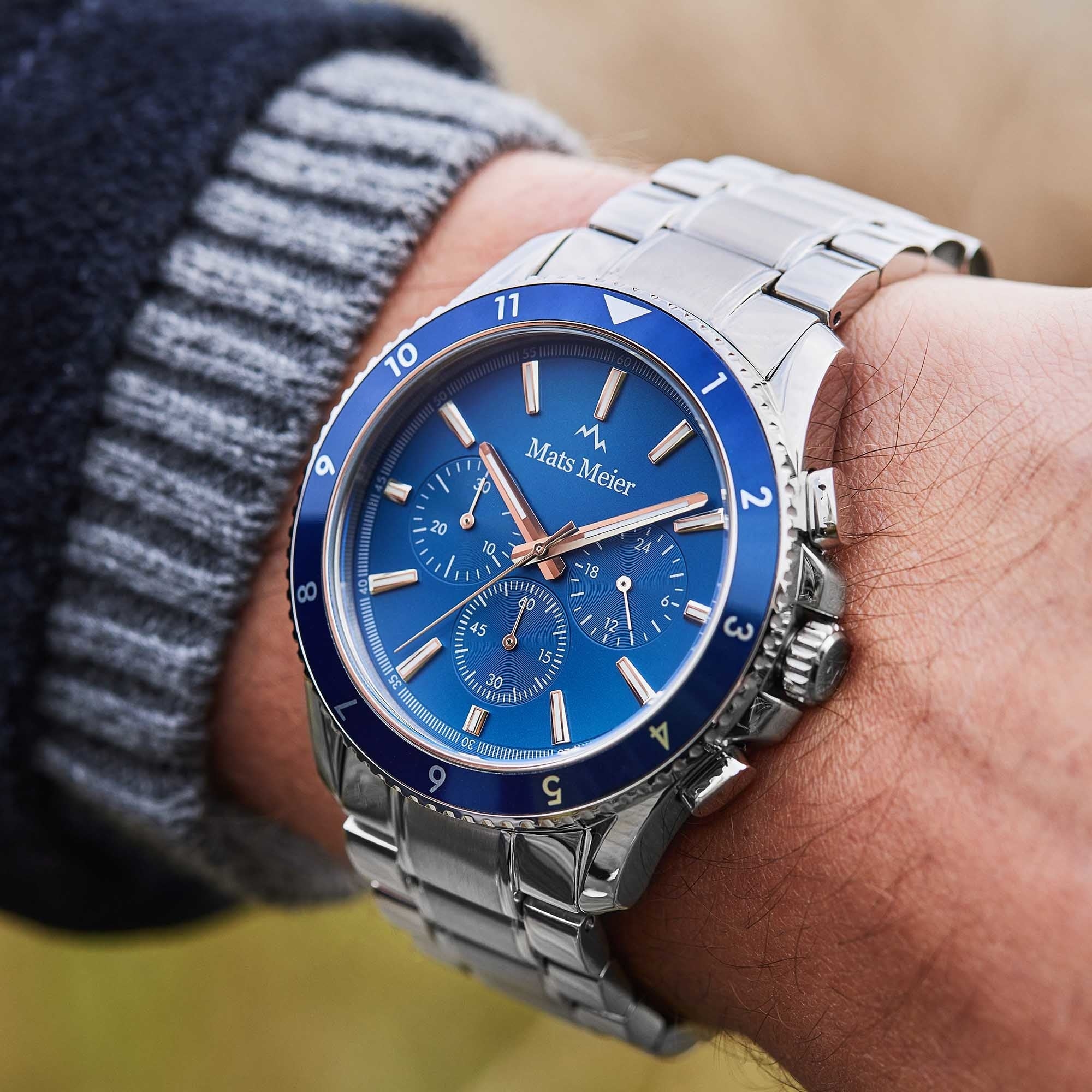 Ponte Dei Salti Chronohraph Mens Watch Silver / Bleu