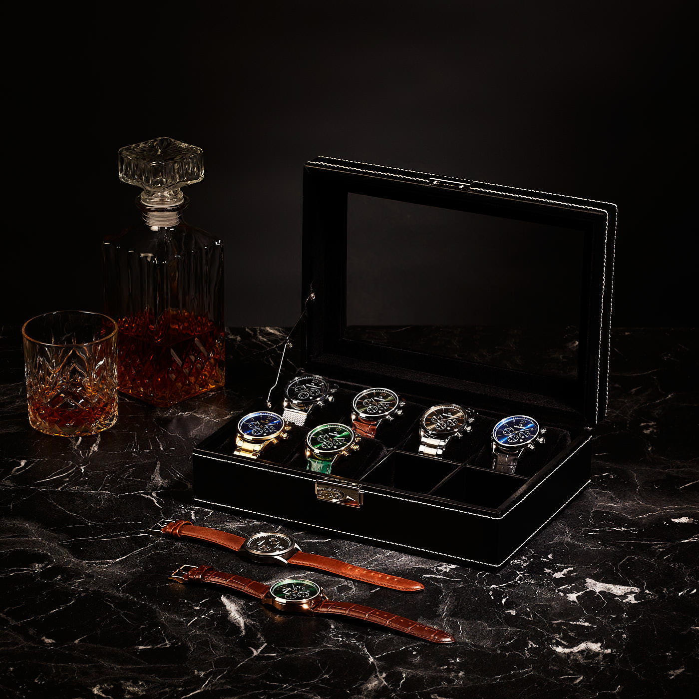 Mont Fort watch box black - 8 watches
