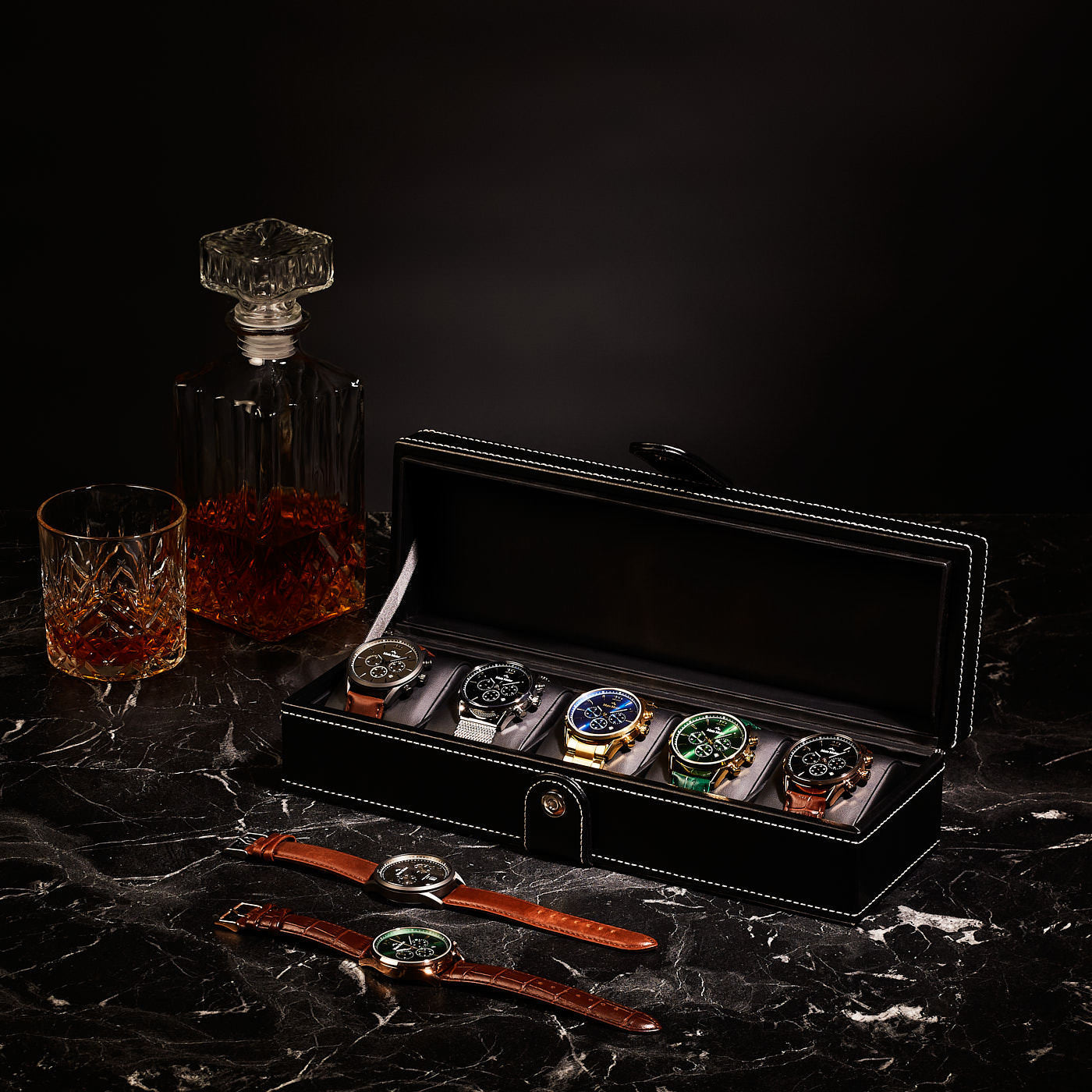 Mont Fort watch box black - 5 watches
