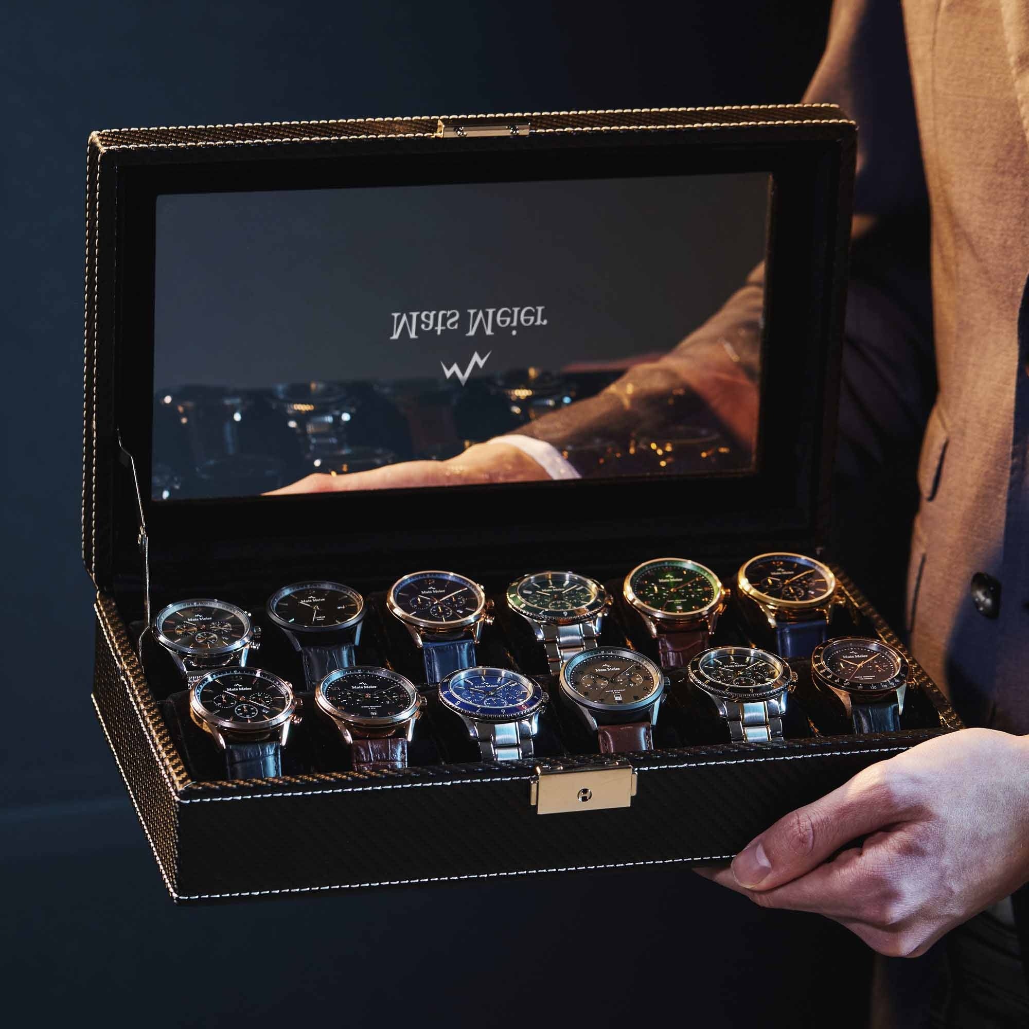 Mont Fort watch box black - 12 watches