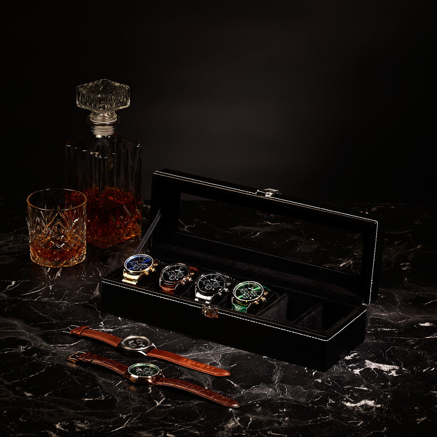 Mont Fort watch box black - 6 watches