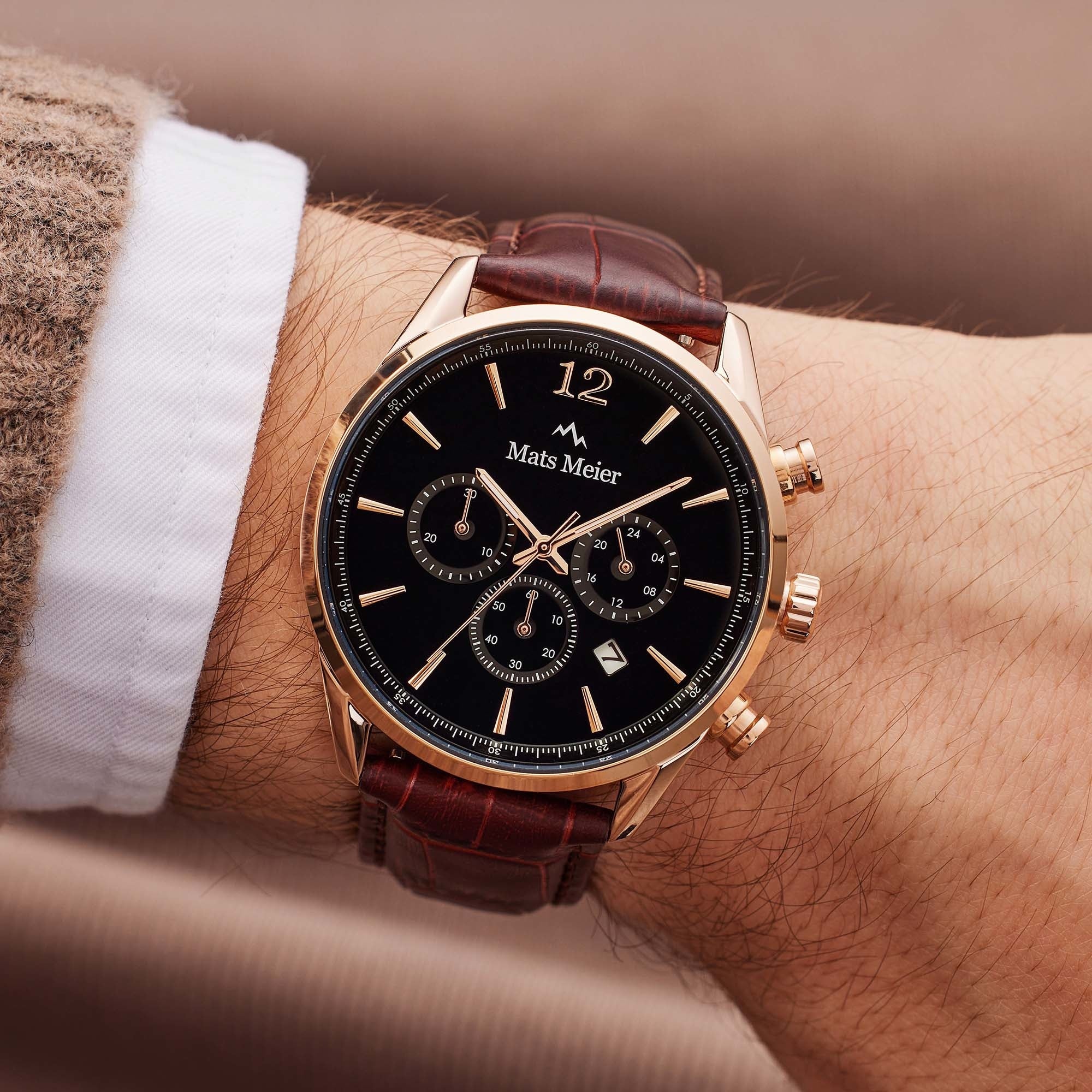 Grand Cornier chronograph mens watch black / brown