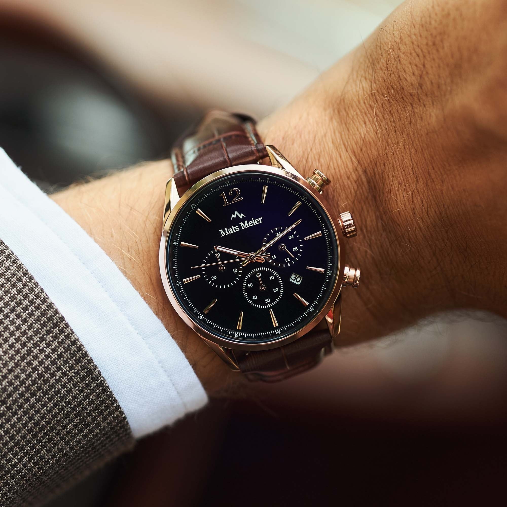 Grand Cornier chronograph mens watch black / brown