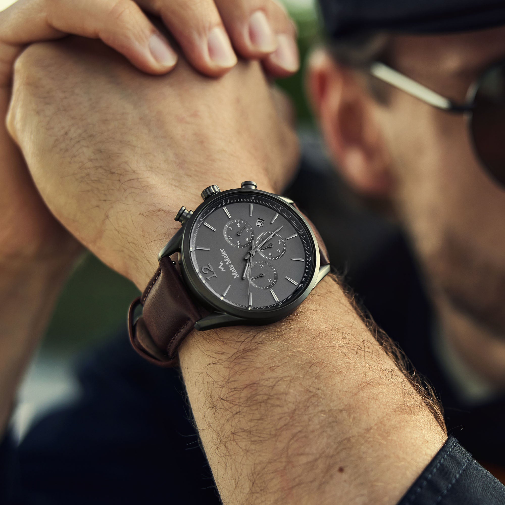 Grand Cornier chronograph mens watch gunmetal / dark brown