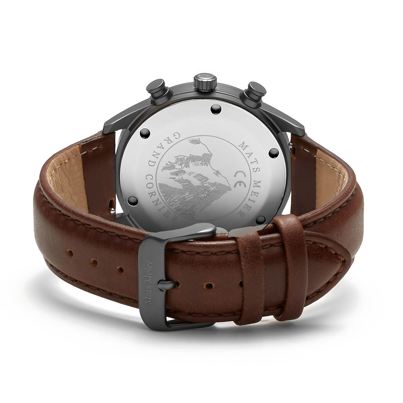 Grand Cornier chronograph mens watch gunmetal / dark brown