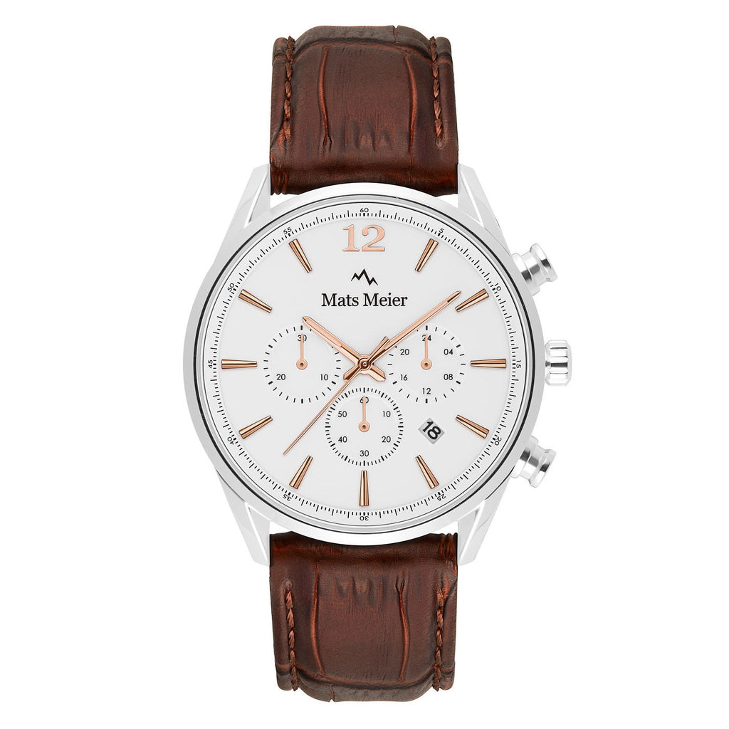Grand Cornier chronograph mens watch white / brown