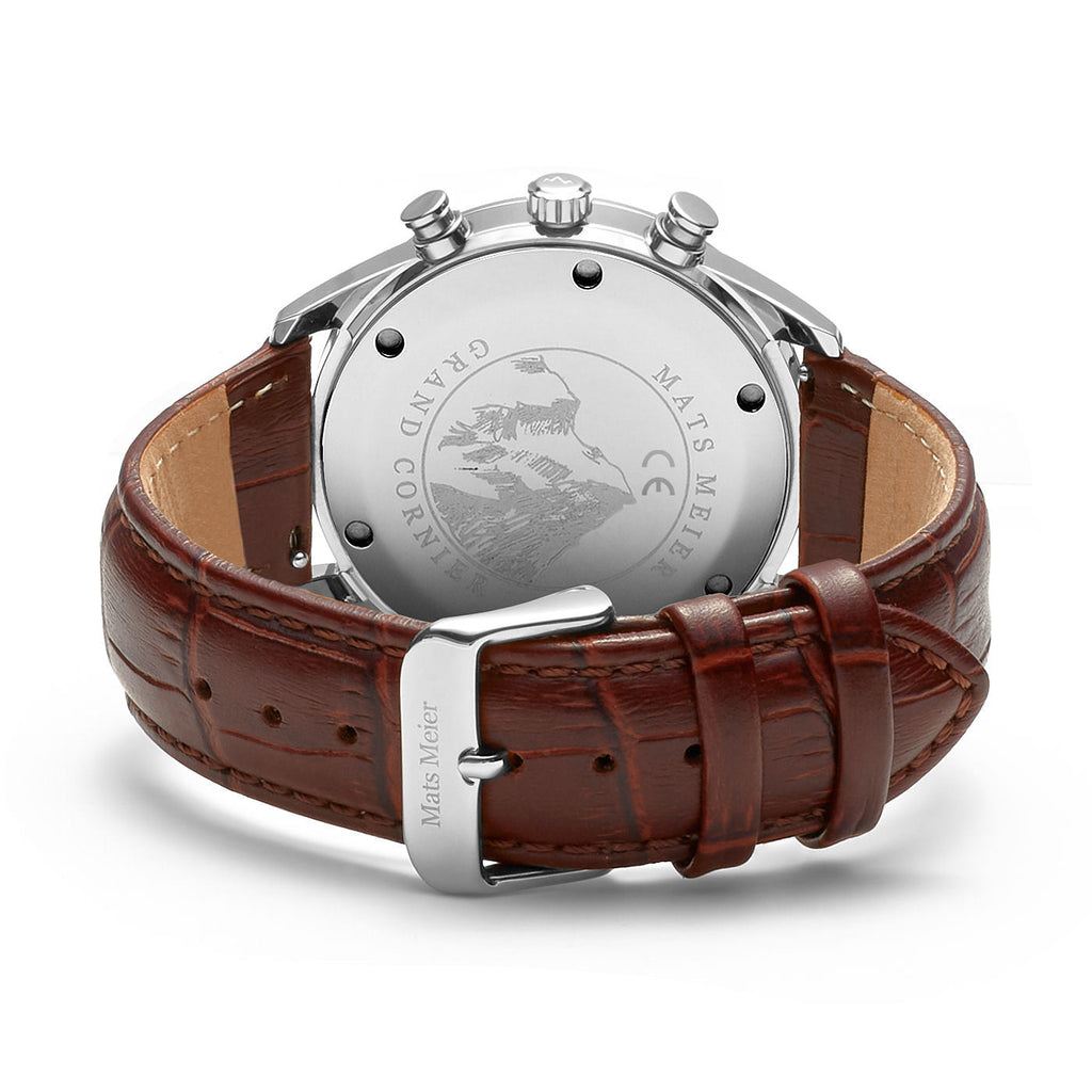 Grand Cornier chronograph mens watch white / brown