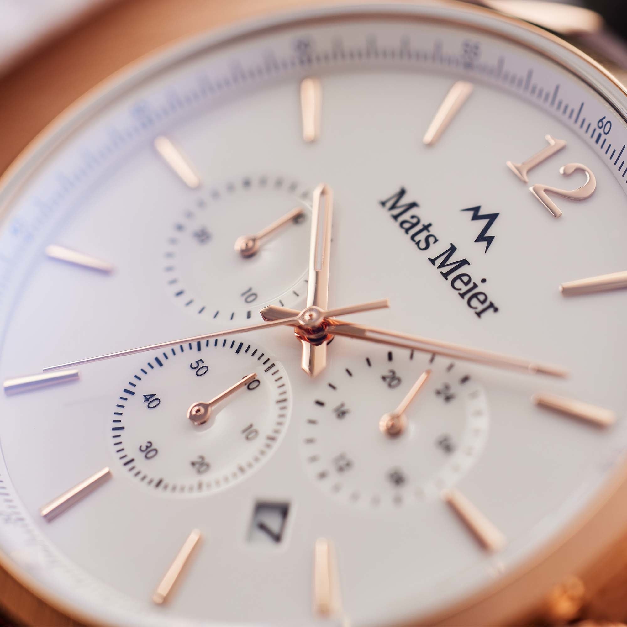Grand Cornier chronograph mens watch white / rose gold colored / brown