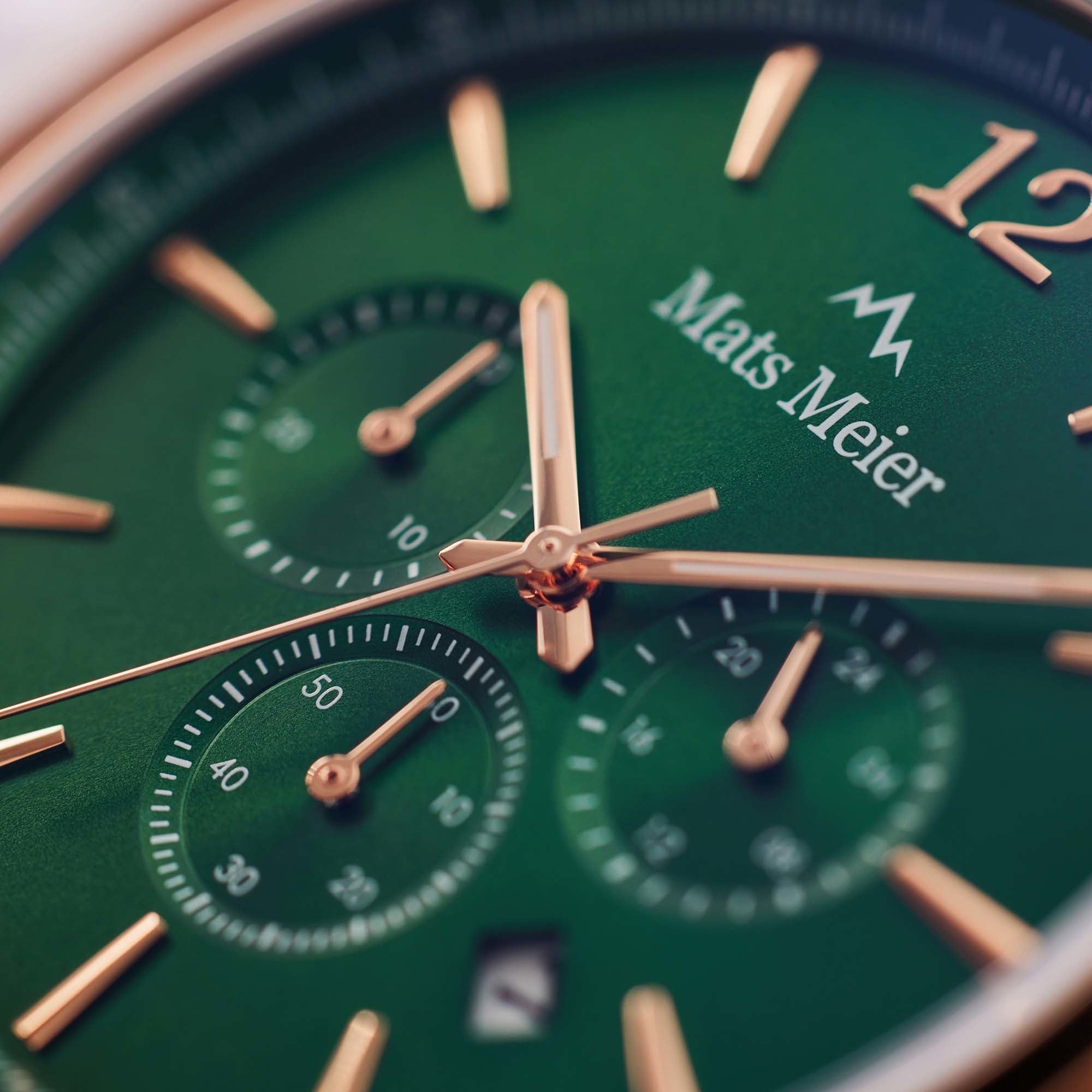 Grand Cornier chronograph mens watch green / rose gold colored / brown