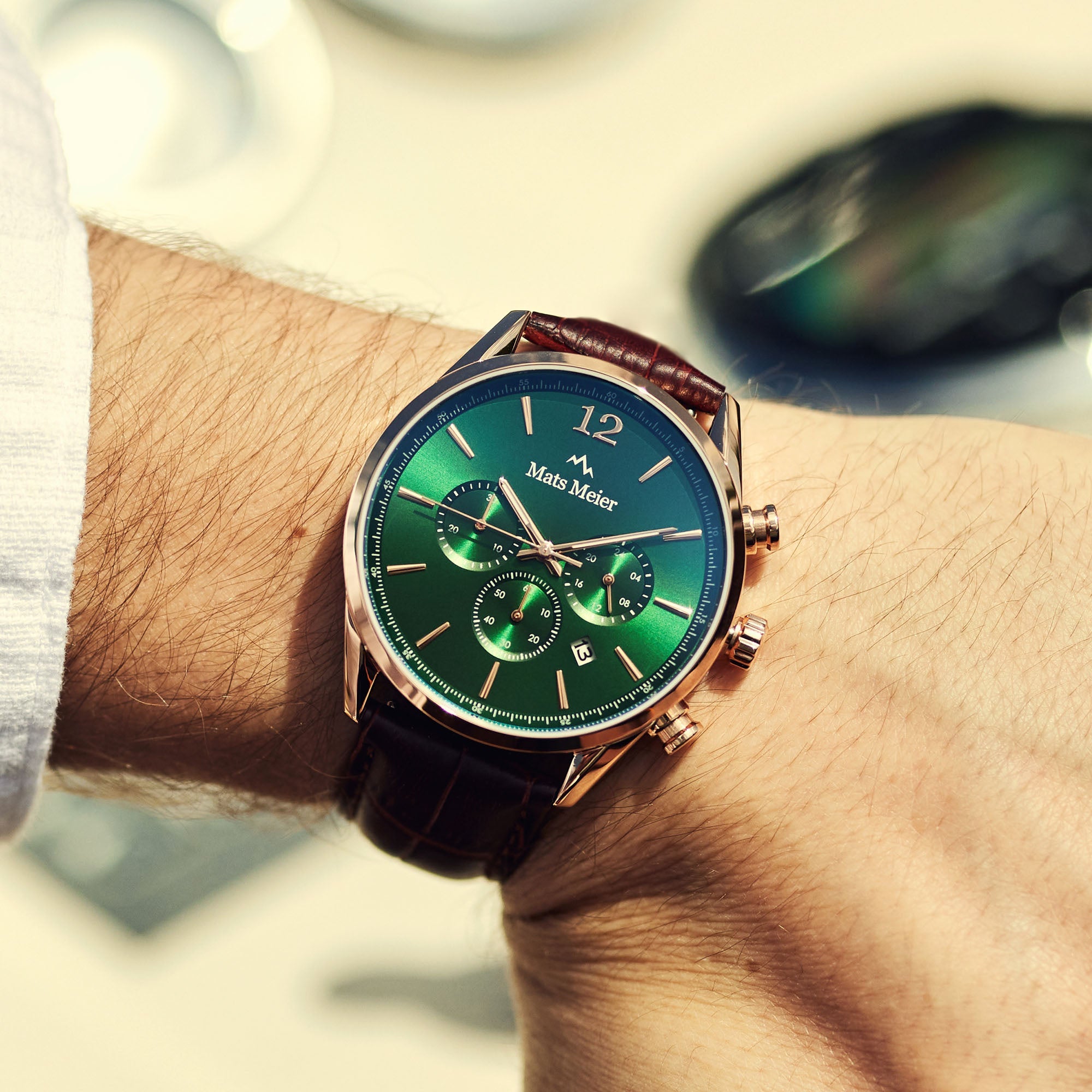 Grand Combin chronograph mens watch and watch box gift set