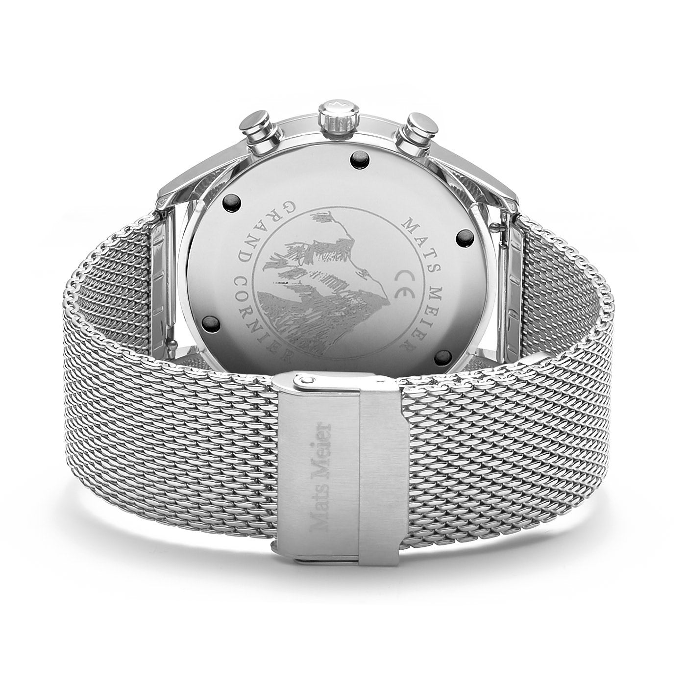 Grand Cornier chronograph mens watch blue / silver colored mesh