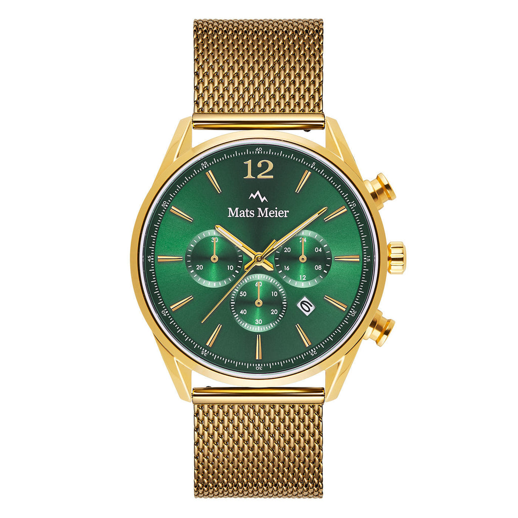 Grand Cornier chronograph mens watch green / gold colored mesh