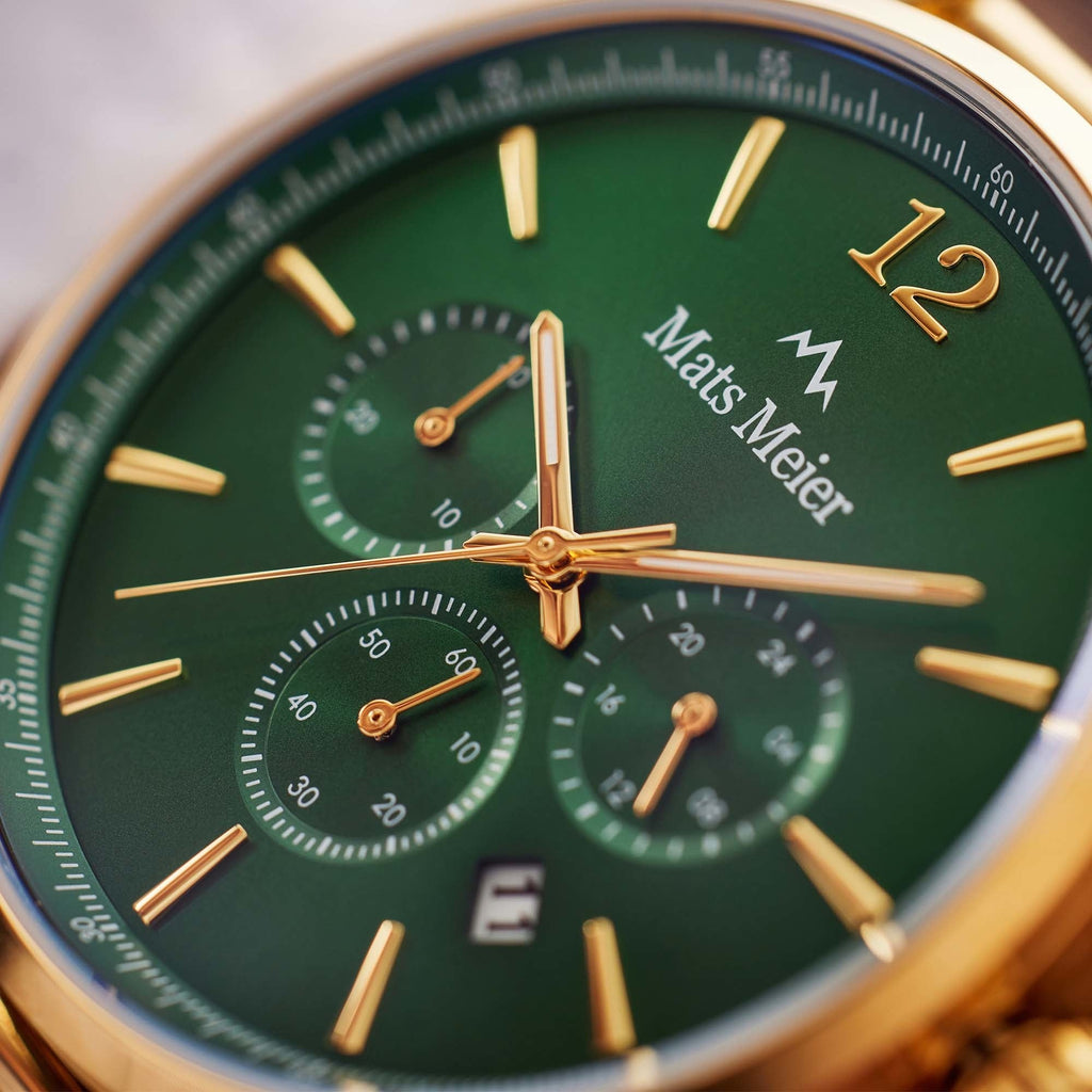 Grand Cornier chronograph mens watch green / gold colored mesh