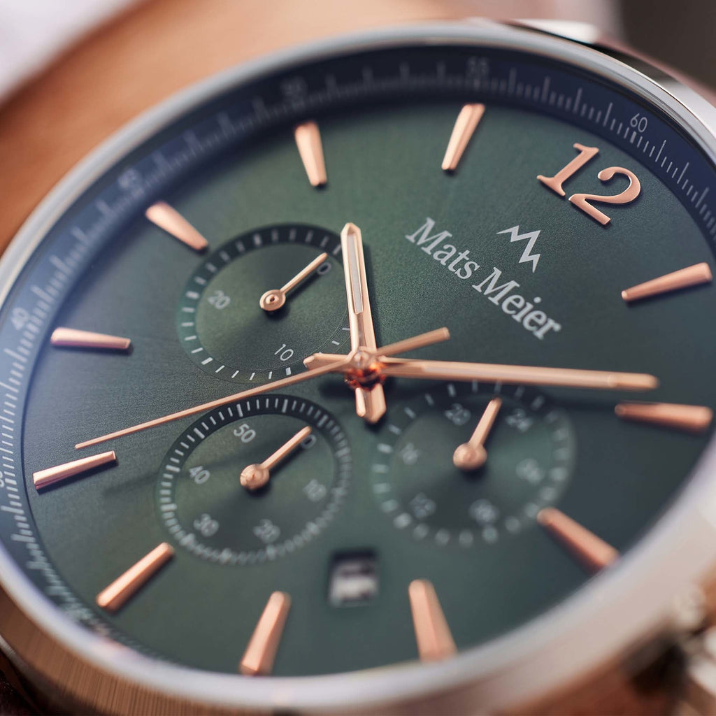 Grand Cornier chronograph mens watch green / silver colored / brown