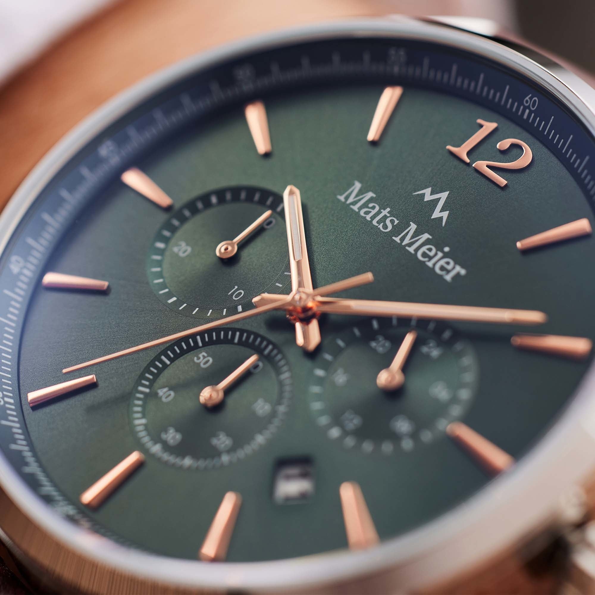 Grand Cornier chronograph mens watch green / silver colored / brown