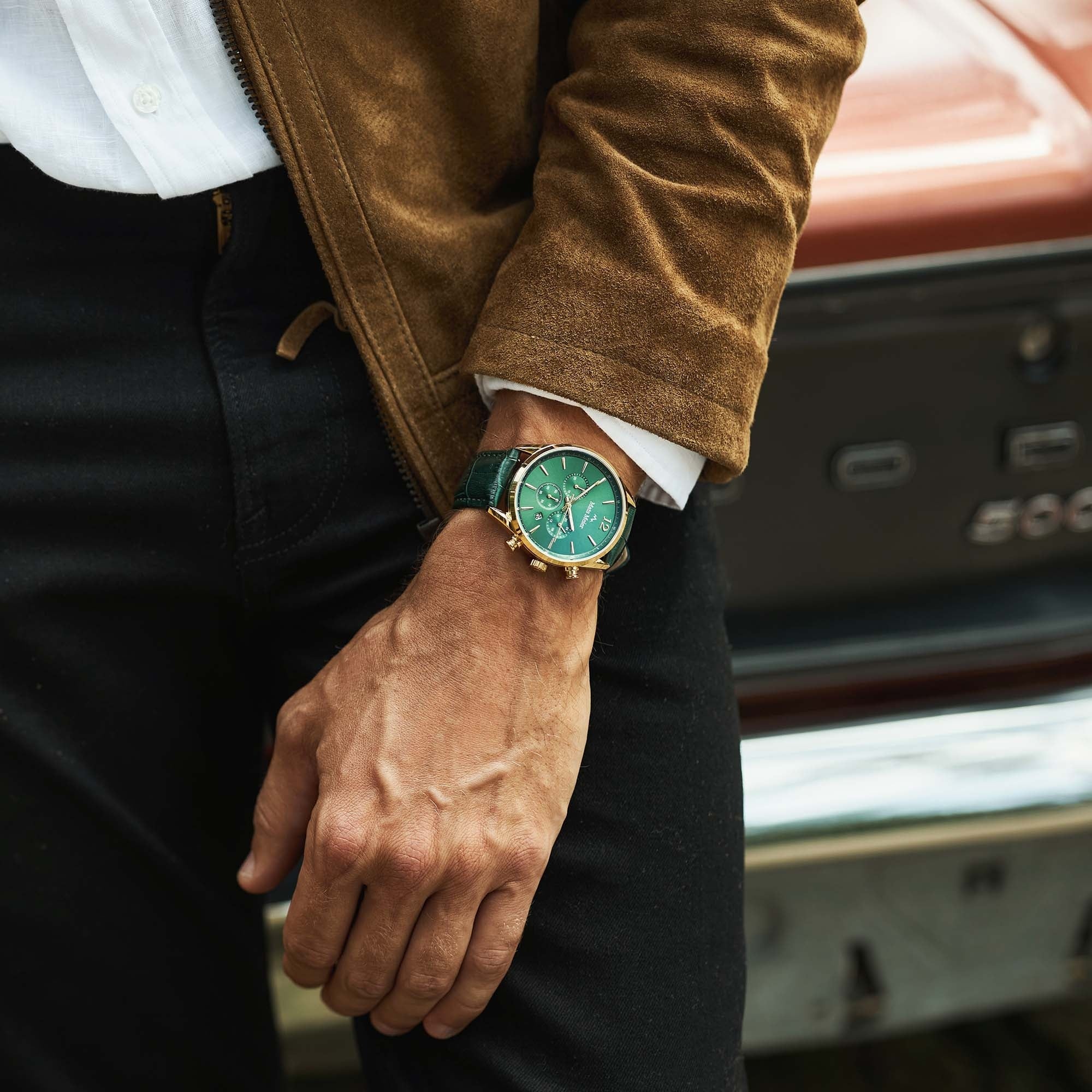 Grand Cornier chronograph mens watch green / gold colored