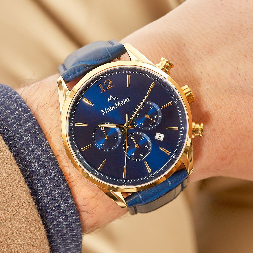 Grand Cornier chronograph mens watch blue / gold colored