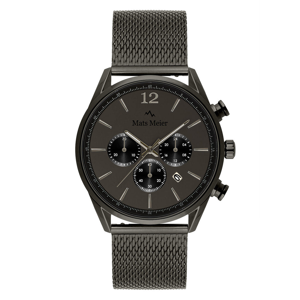 Grand Cornier chronograph mens watch matte gunmetal mesh