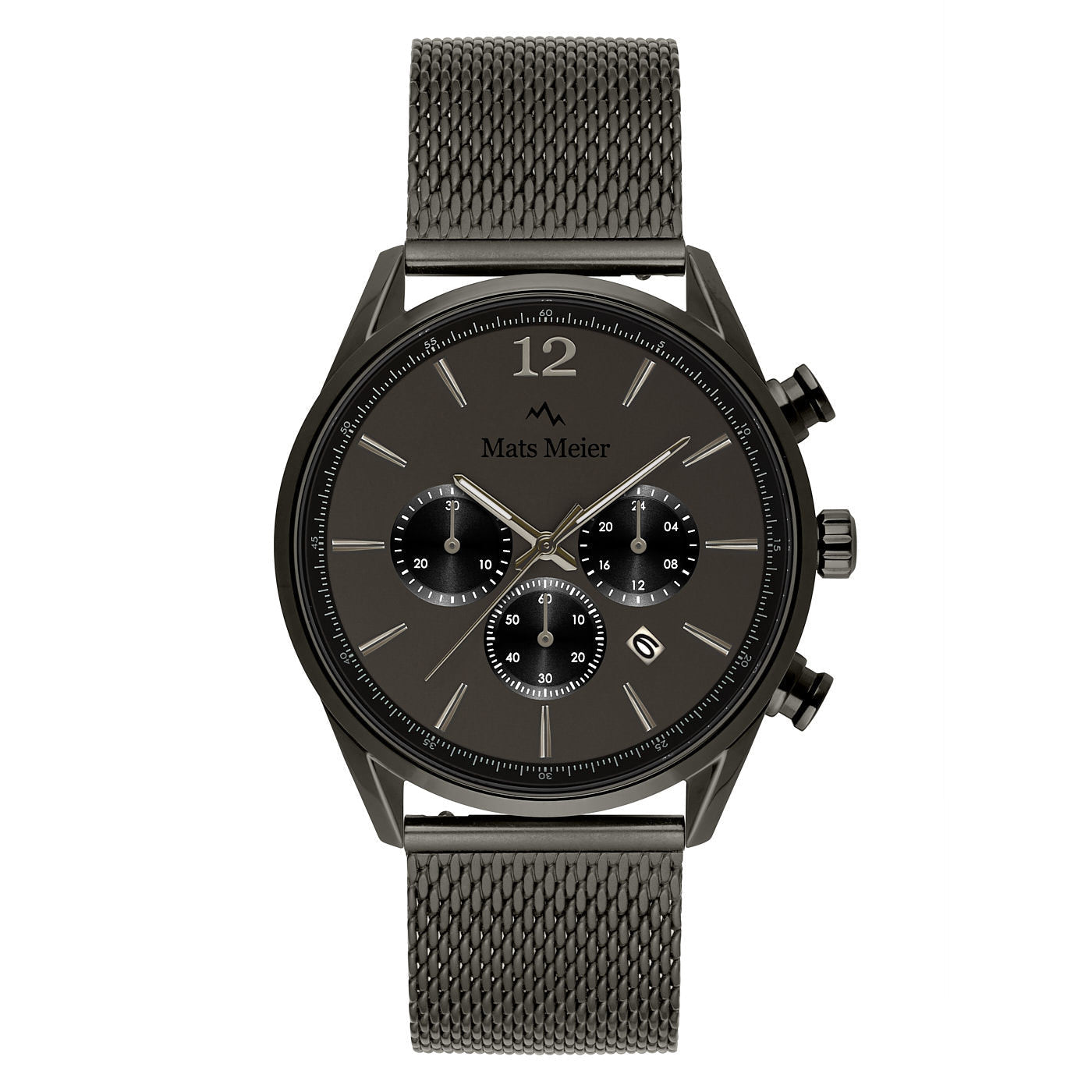 Grand Cornier chronograph mens watch matte gunmetal mesh