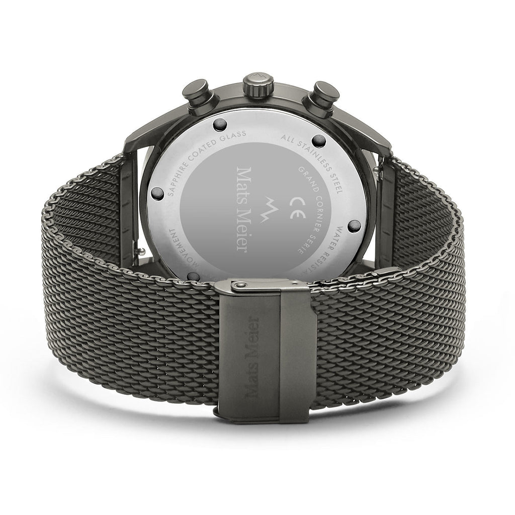 Grand Cornier chronograph mens watch matte gunmetal mesh
